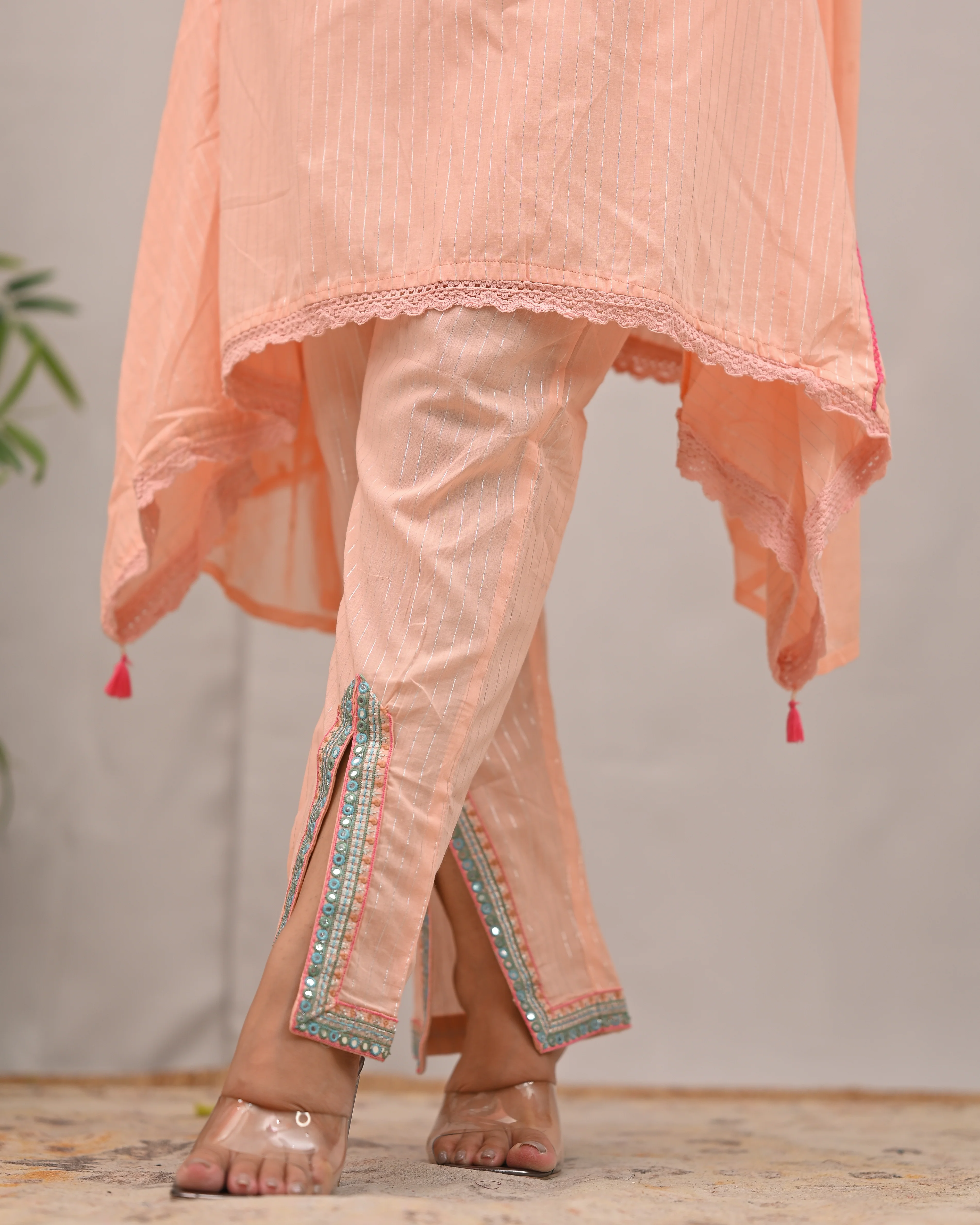 Meerza Asymmetric Embroidered Pant Set - Image 11