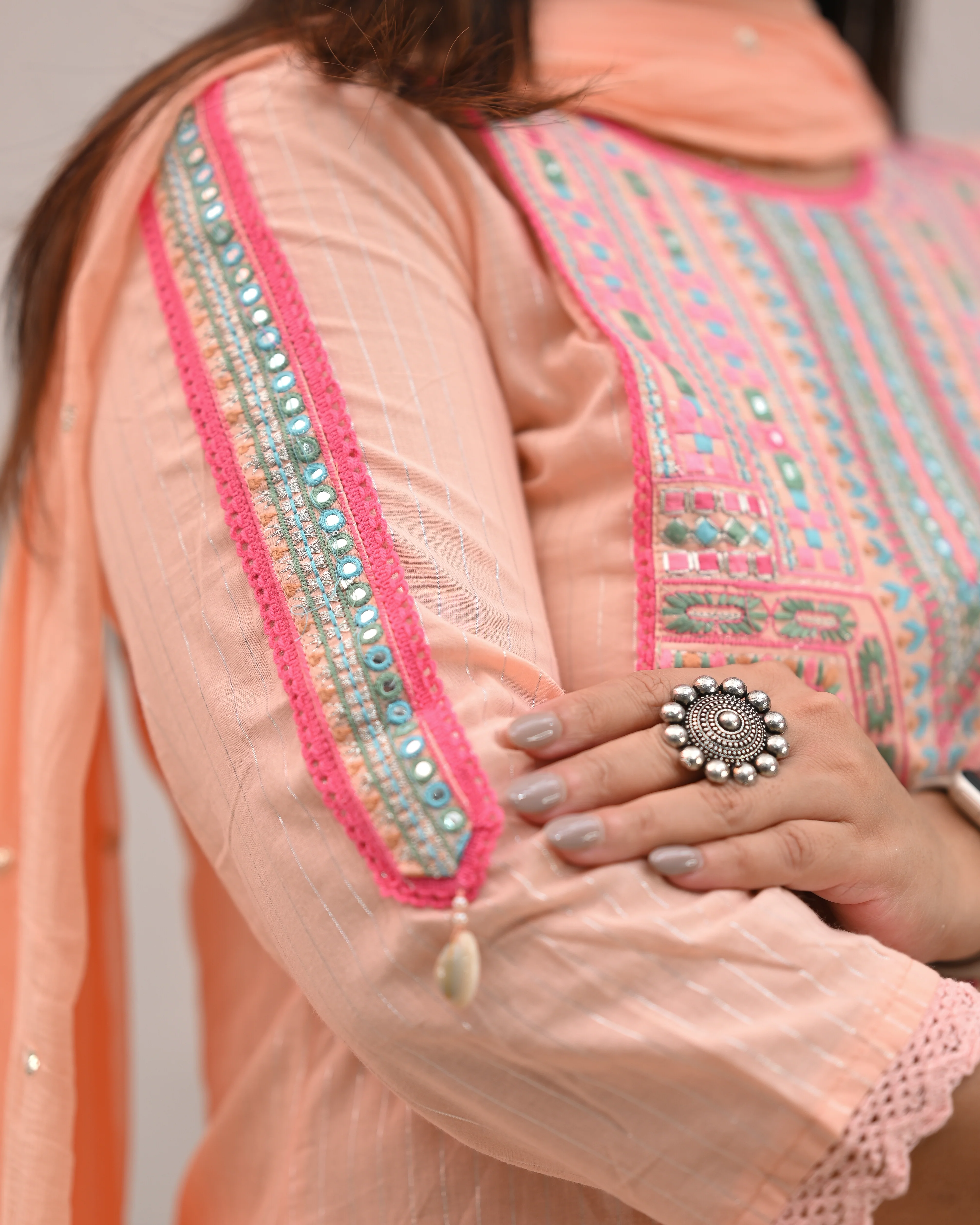 Meerza Asymmetric Embroidered Pant Set - Image 8