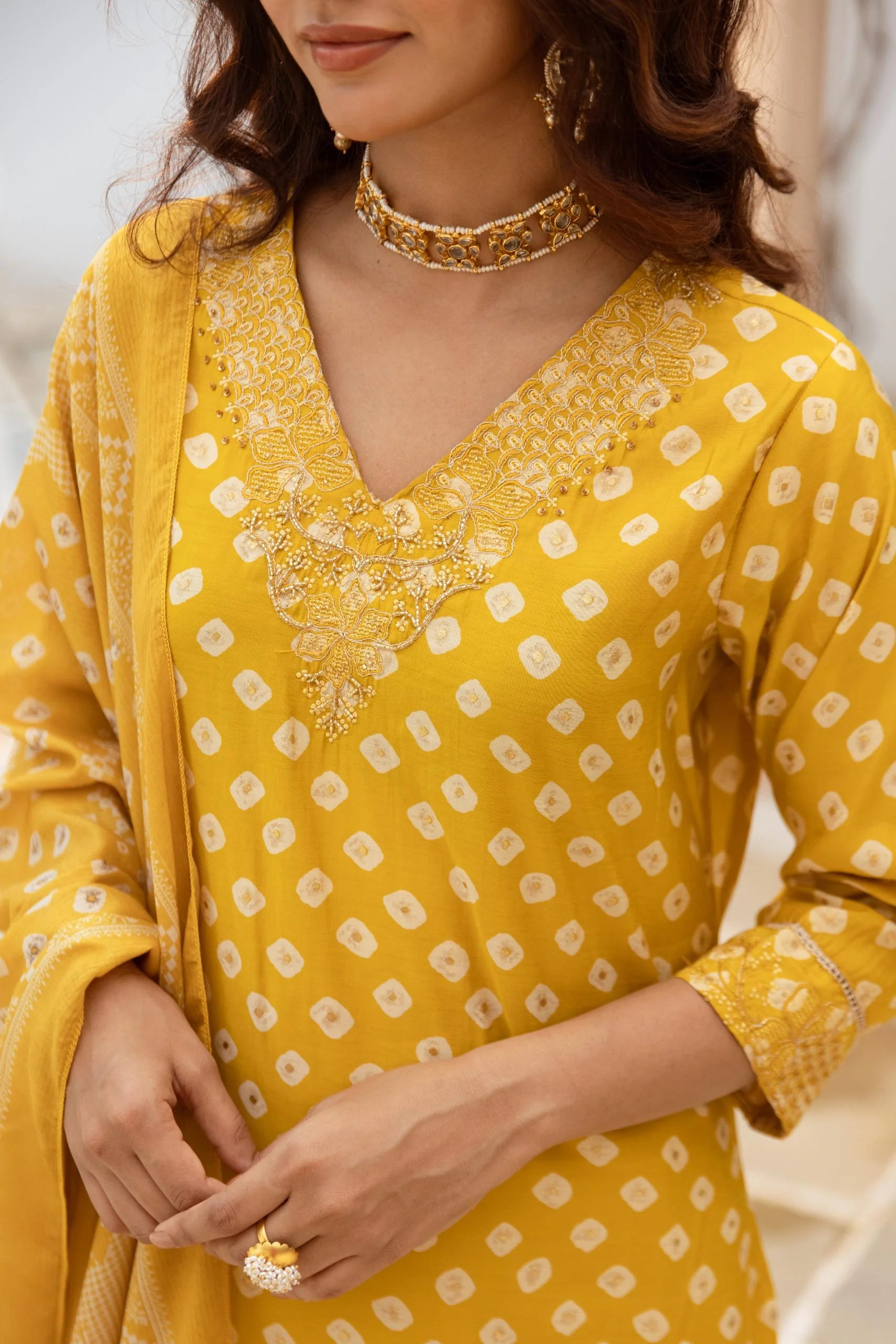 Miraya Muslin Bandhani embroidered Pant Set - Image 12