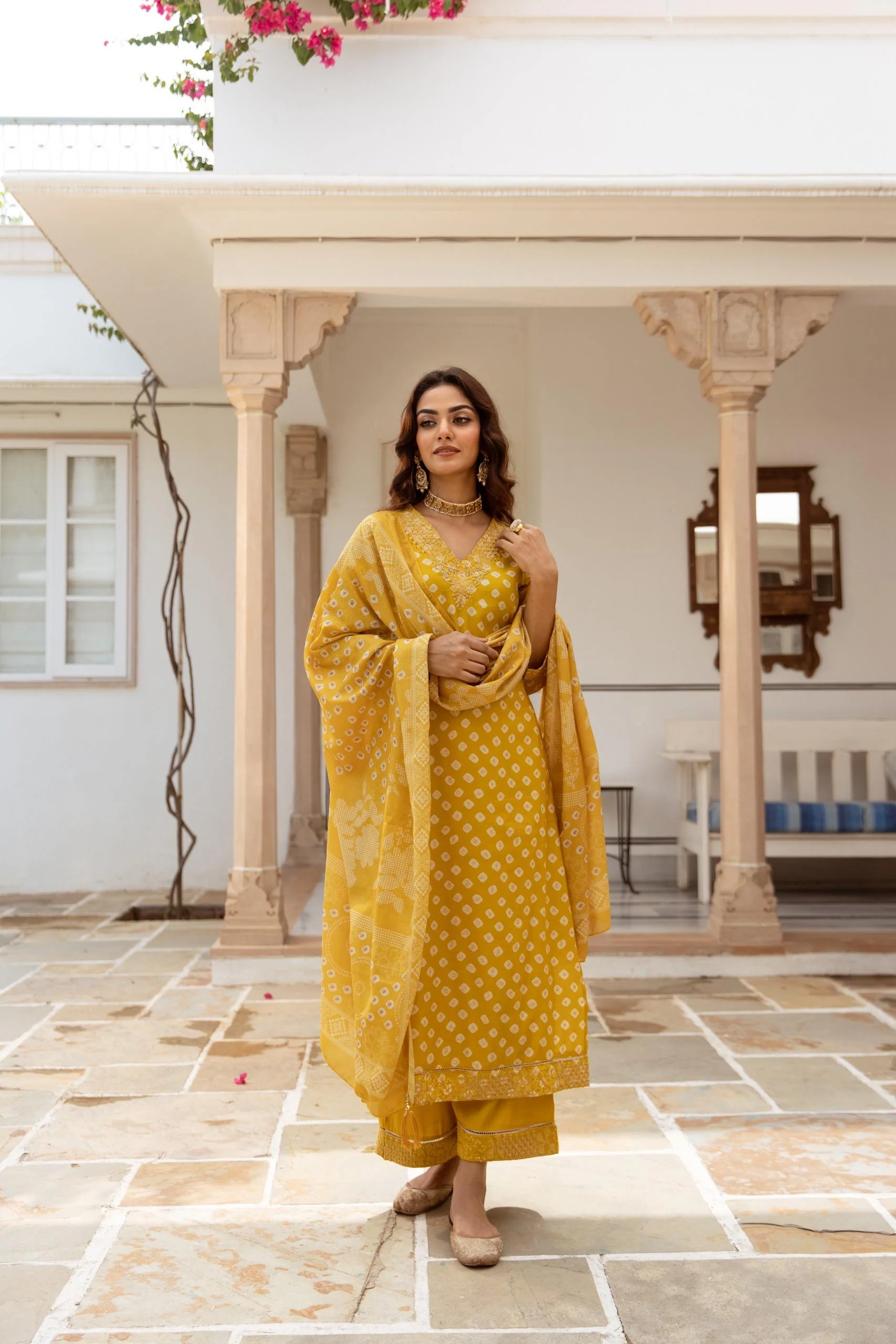 Miraya Muslin Bandhani embroidered Pant Set - Image 3