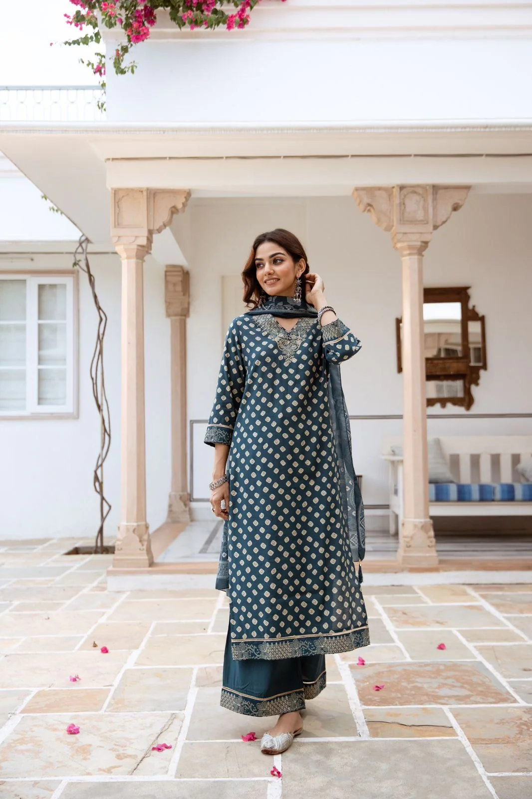 Miraya Muslin Bandhani embroidered Pant Set - Image 6