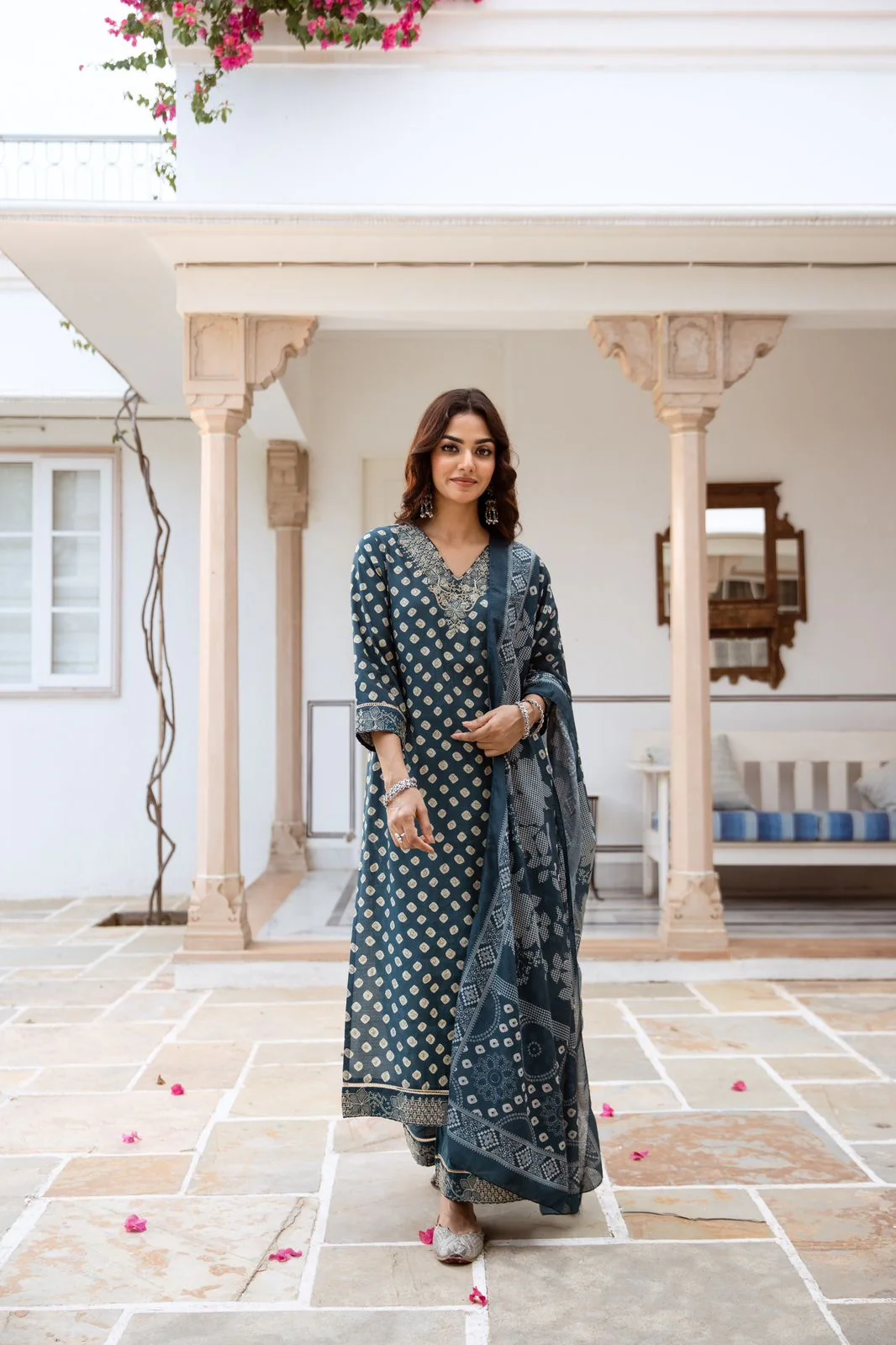 Miraya Muslin Bandhani embroidered Pant Set - Image 7