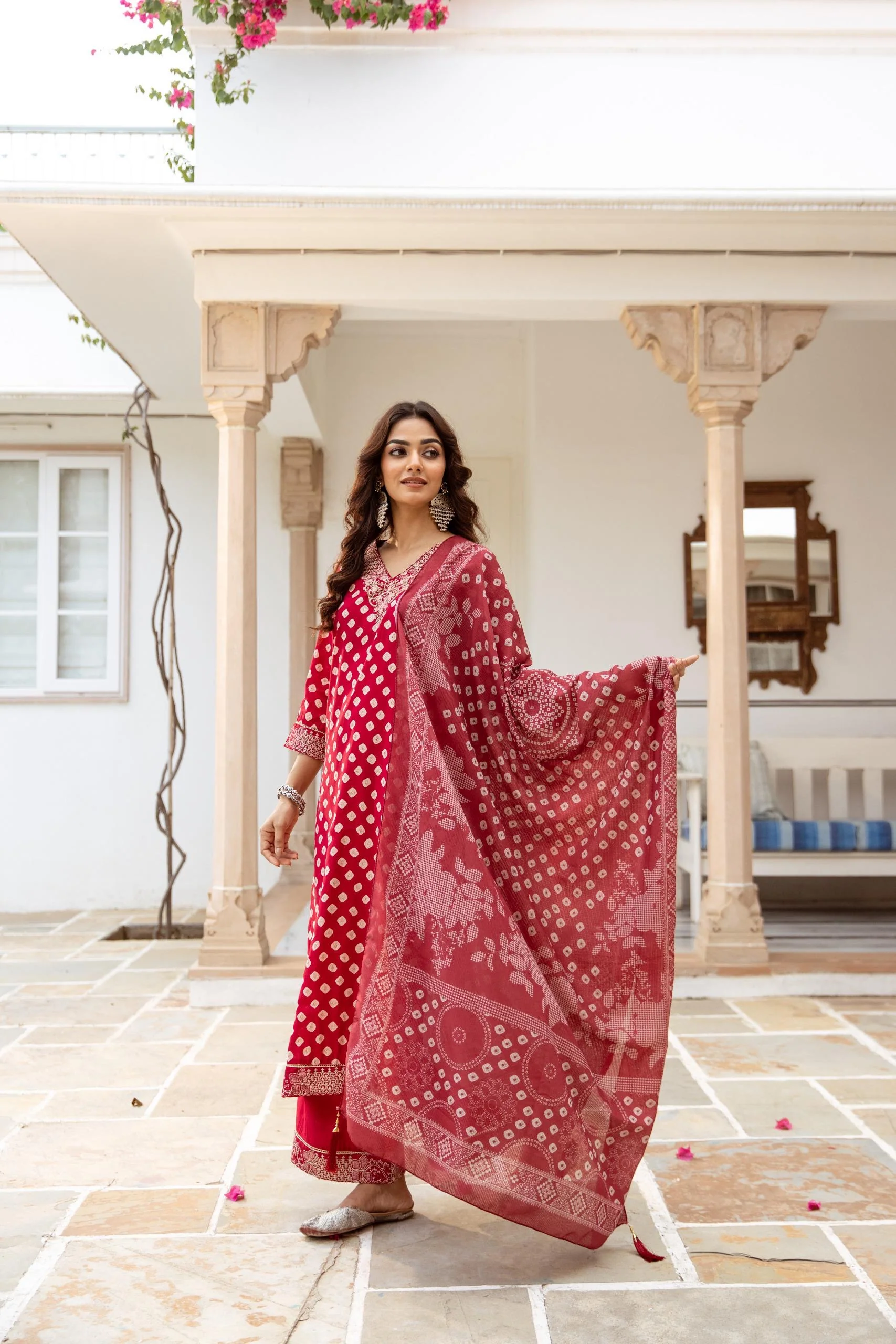 Miraya Muslin Bandhani embroidered Pant Set - Image 9