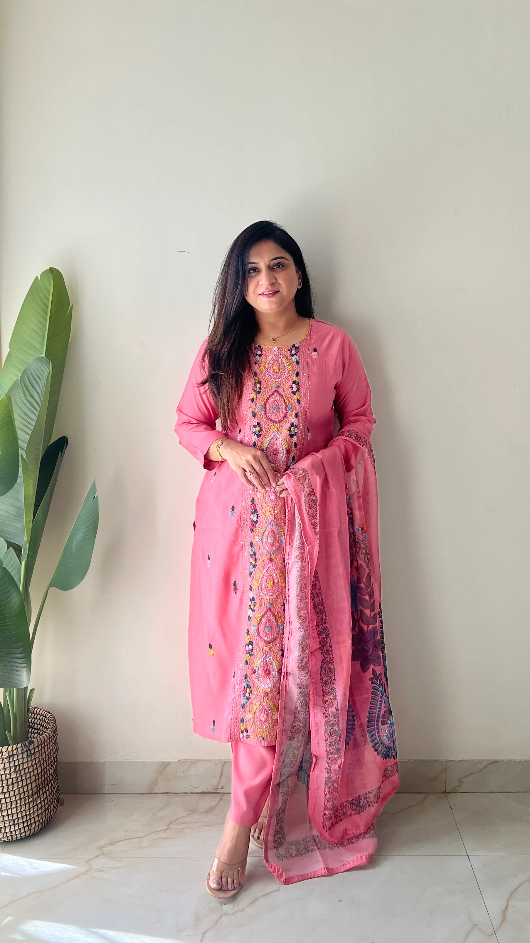 Rubina Modal Silk HandEmbroidered Dupatta Set - Image 10
