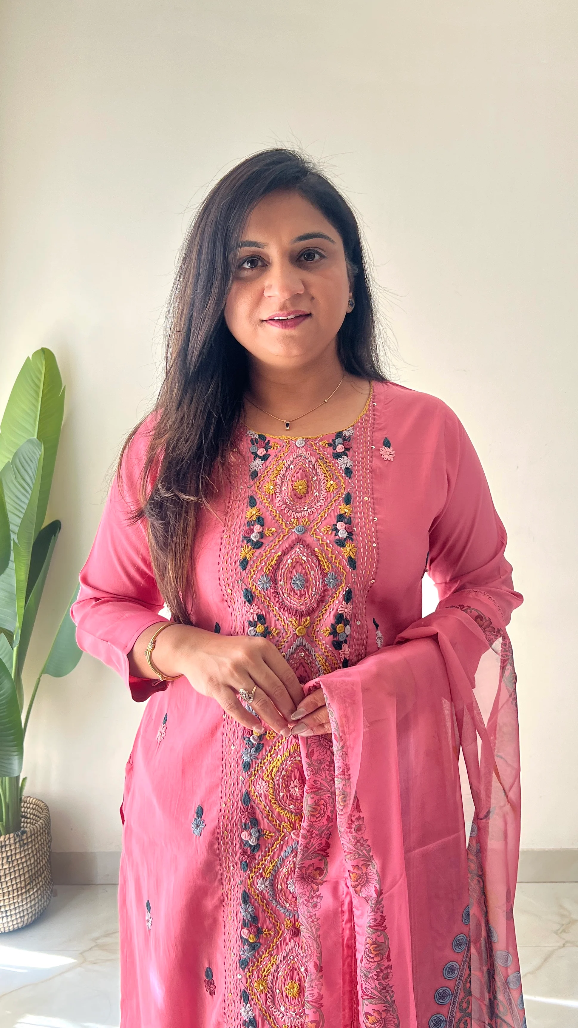 Rubina Modal Silk HandEmbroidered Dupatta Set - Image 8