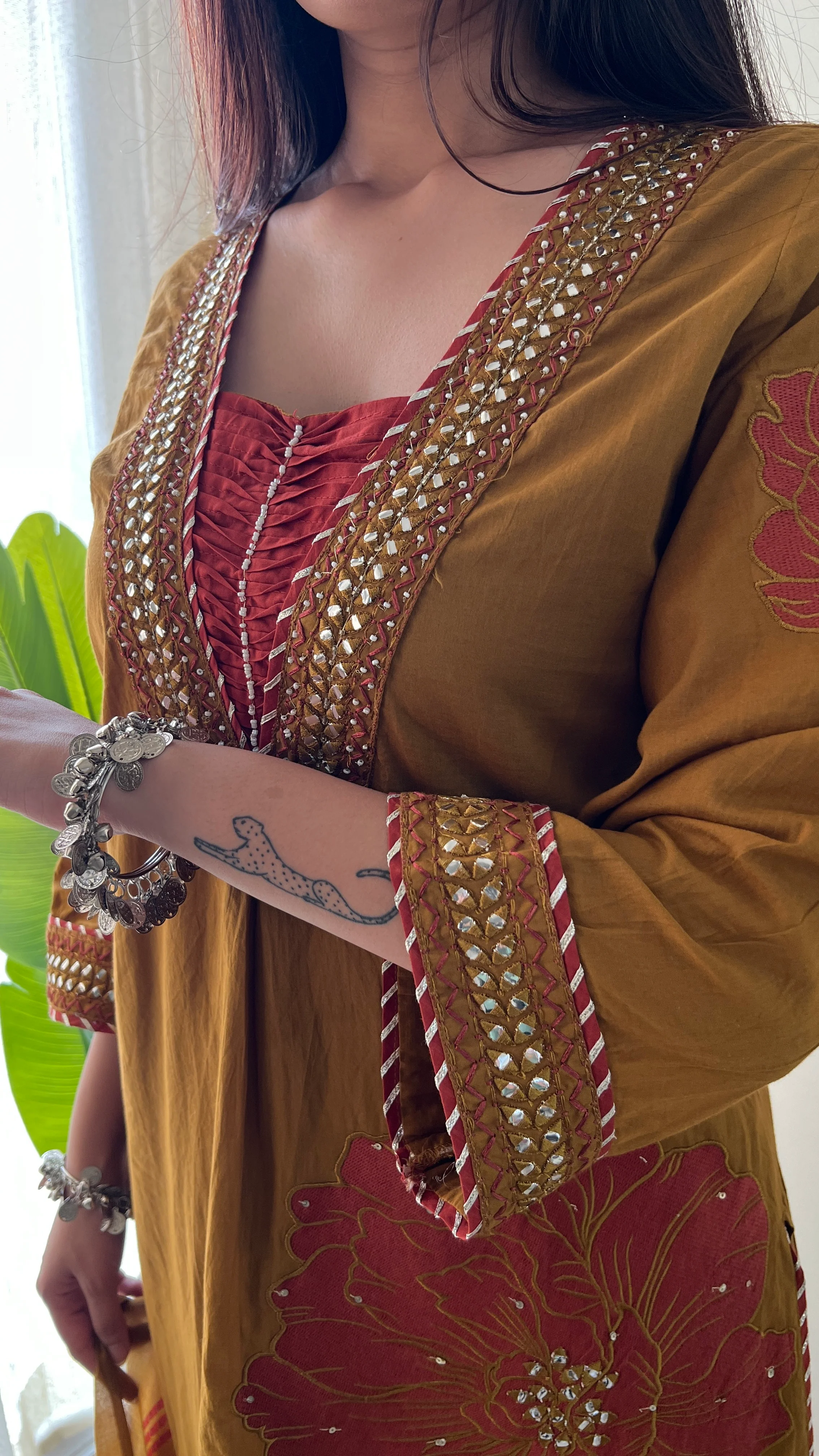 Moksha Embroidered Cotton A-line Plazo Set - Image 10