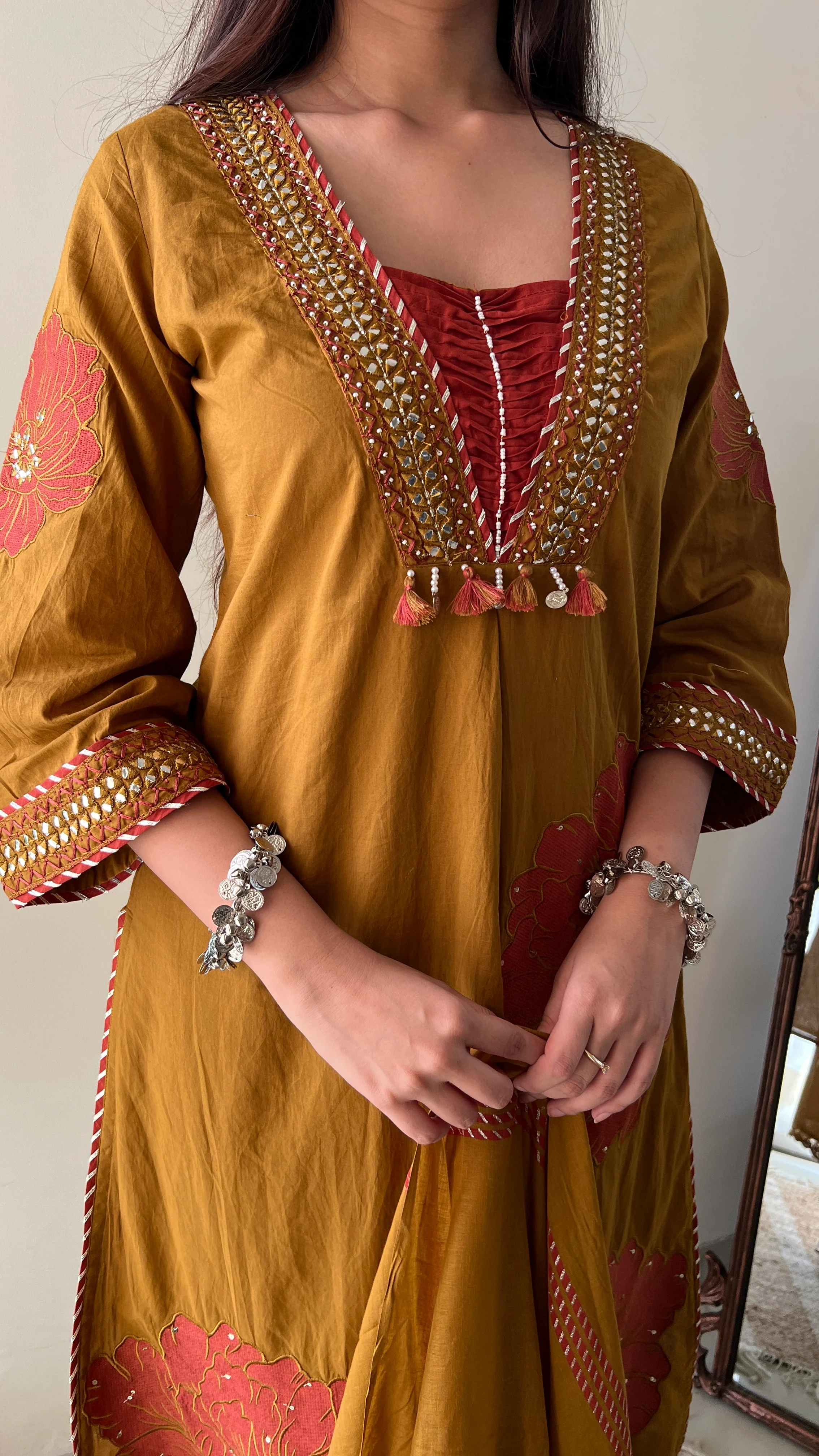 Moksha Embroidered Cotton A-line Plazo Set - Image 6