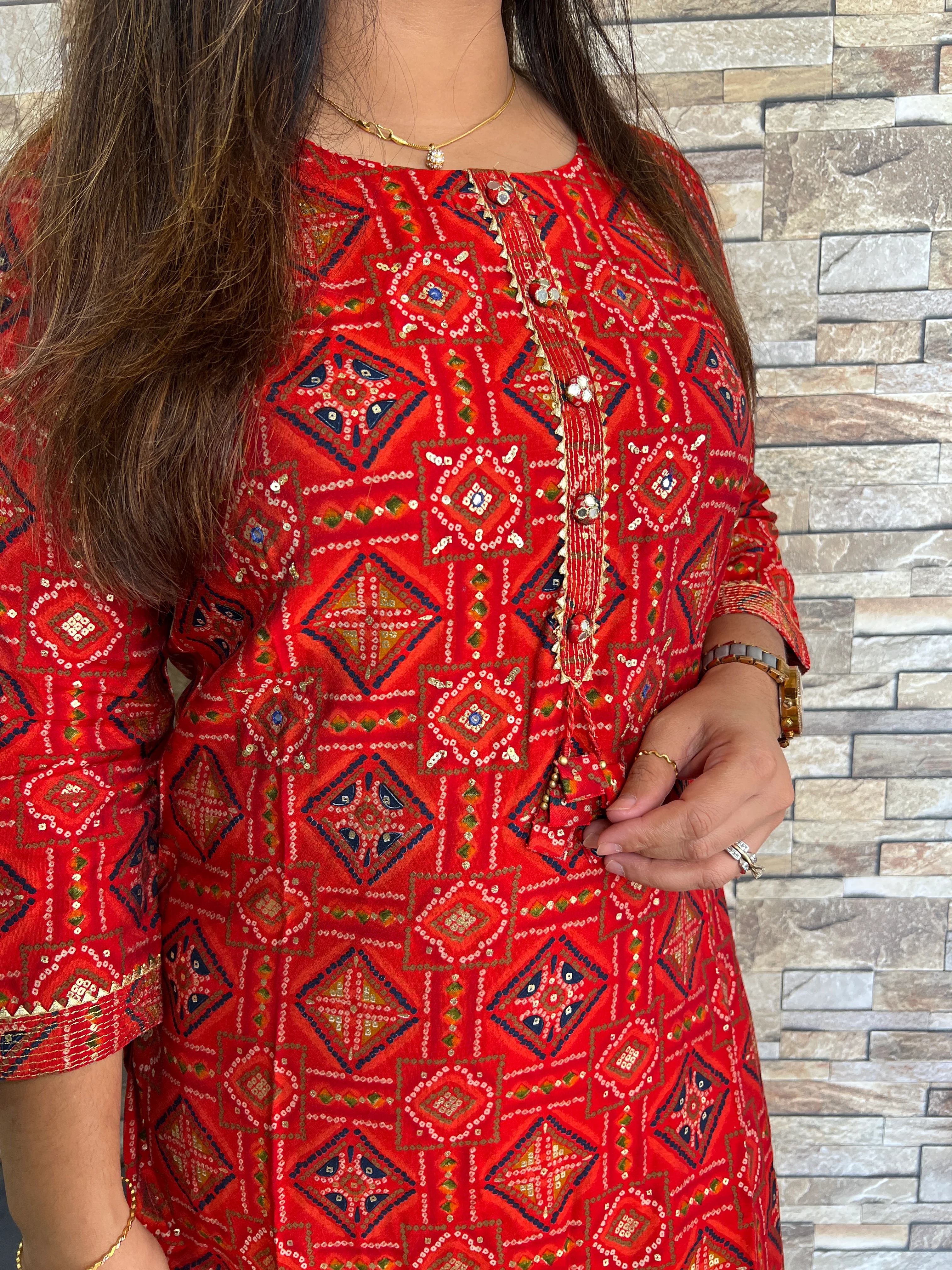 Muslin Bandhani Print Casual Straight Kurta - Image 3