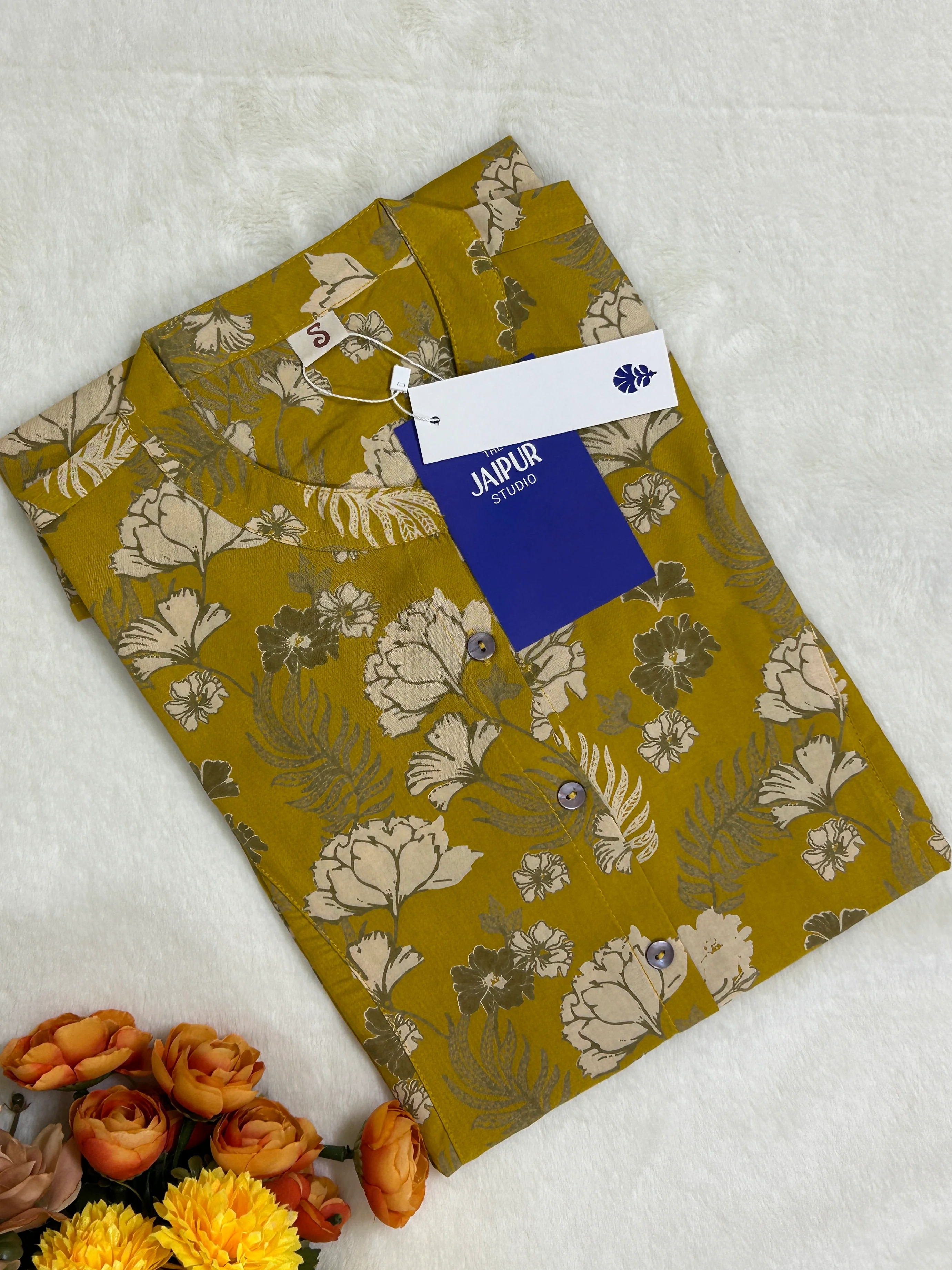 Mustard Breathable Rayon Casual Short Top