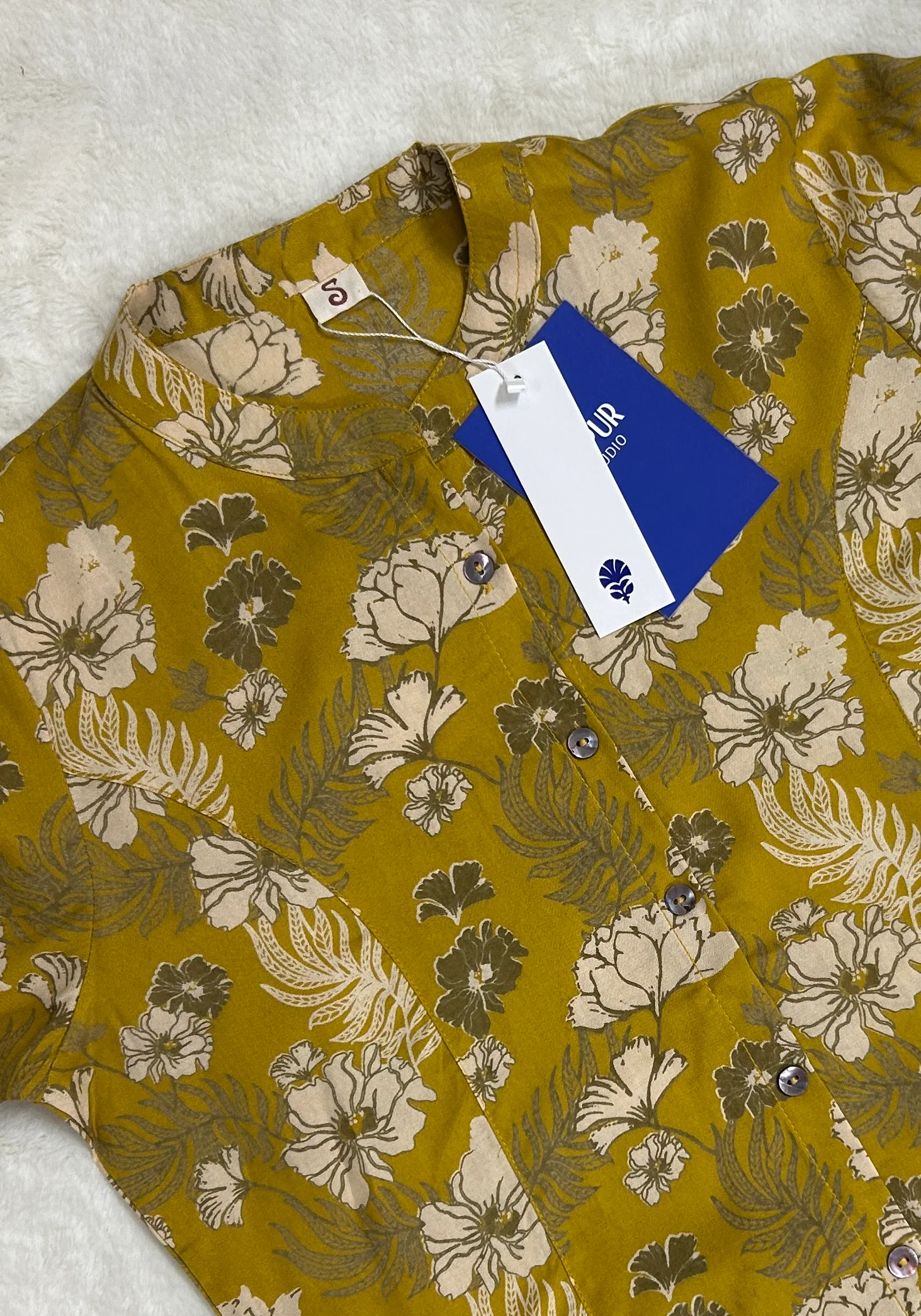 Mustard Breathable Rayon Casual Short Top - Image 2