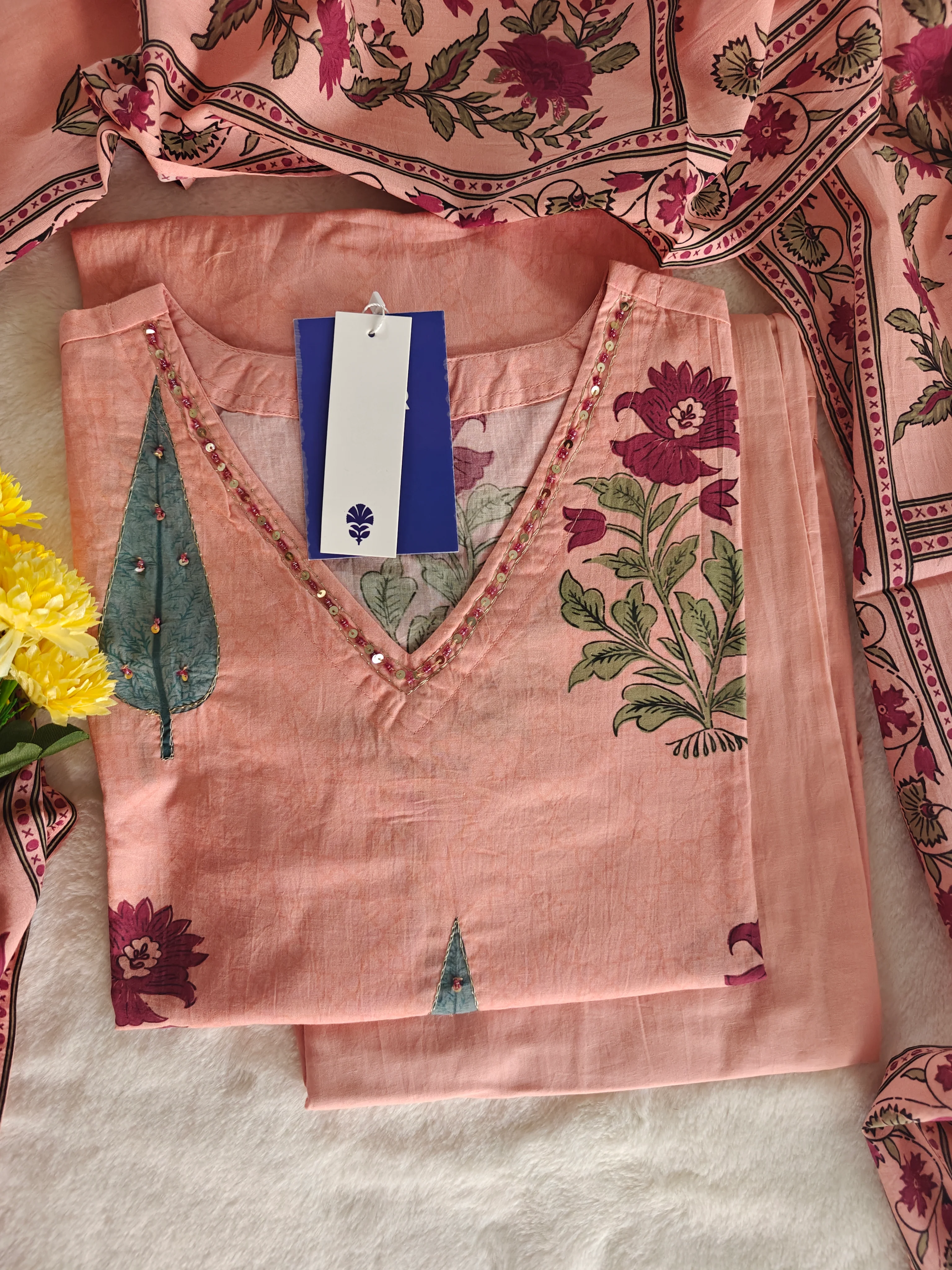 Myra Cotton Hand Embroidered Pant Set - Image 5