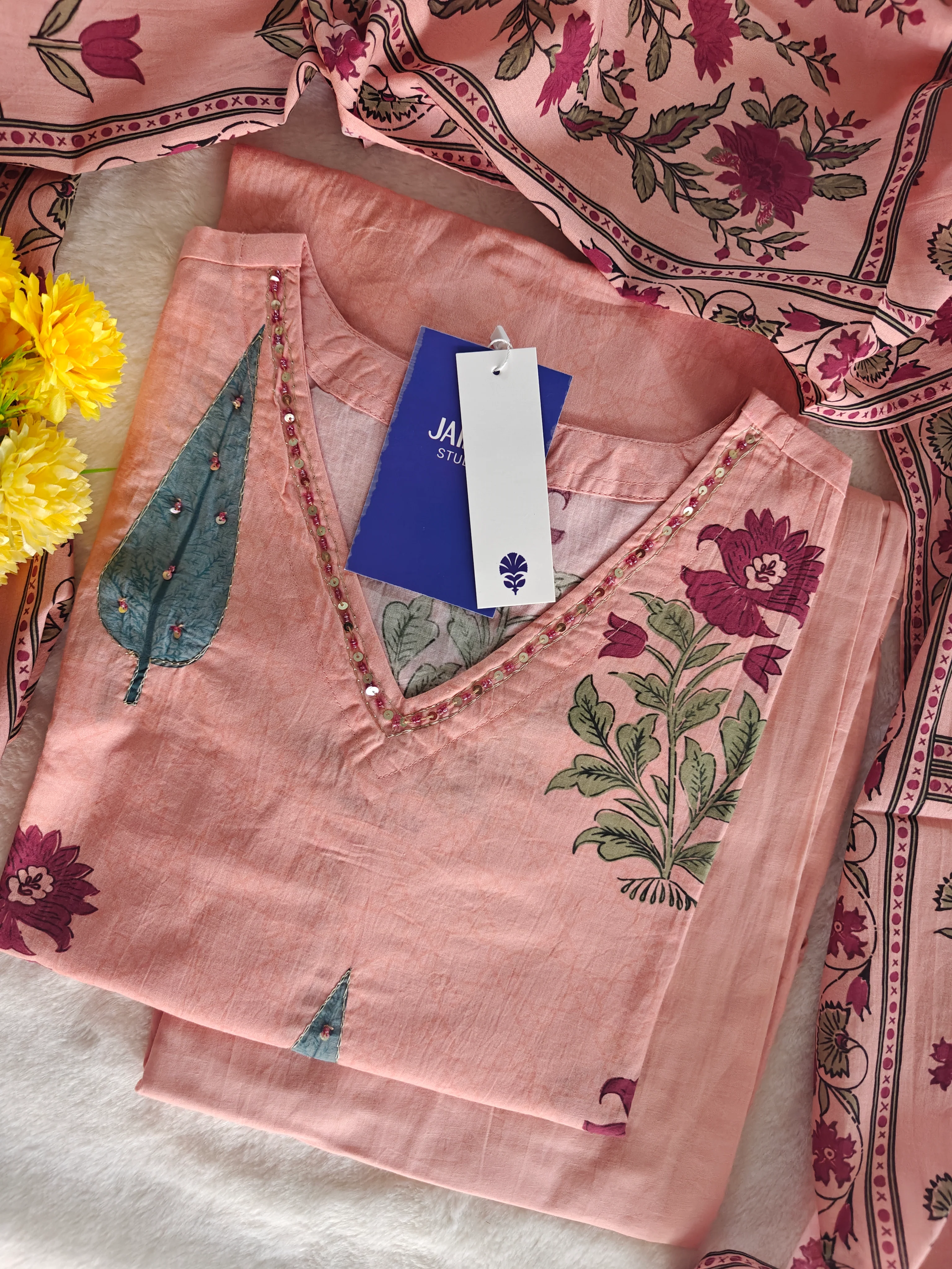 Myra Cotton Hand Embroidered Pant Set - Image 6