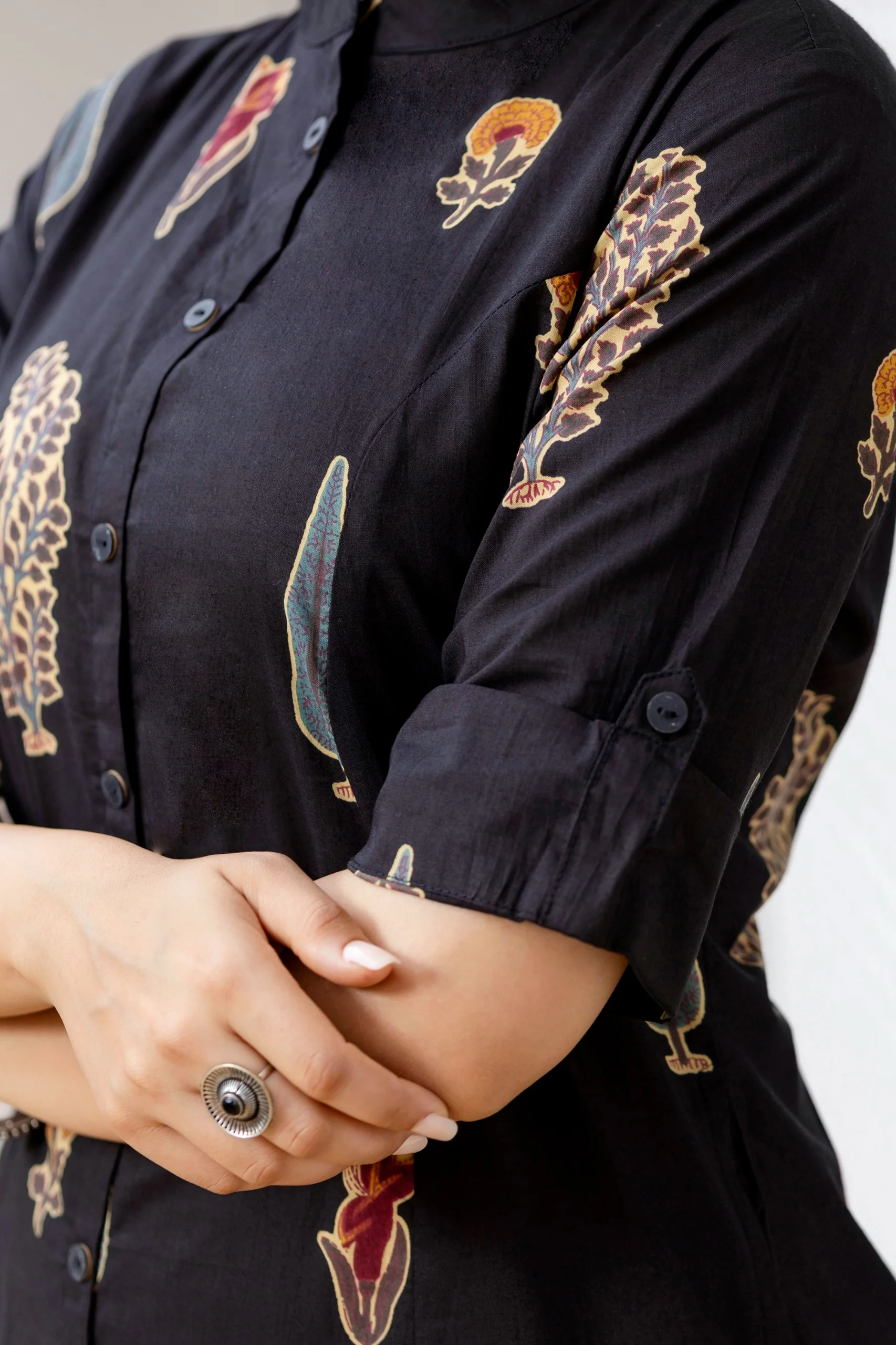 Naaz Black Cotton A-line Coord Set - Image 3