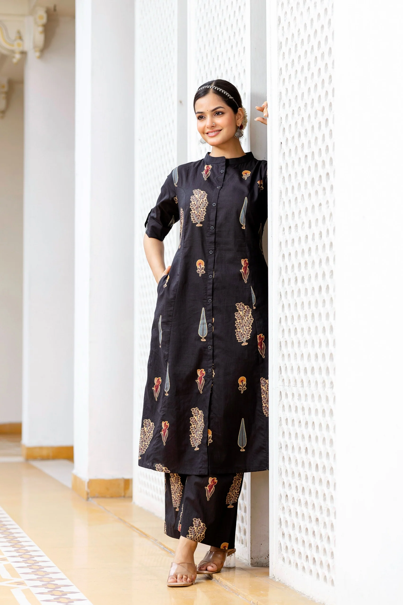 Naaz Black Cotton A-line Coord Set - Image 5