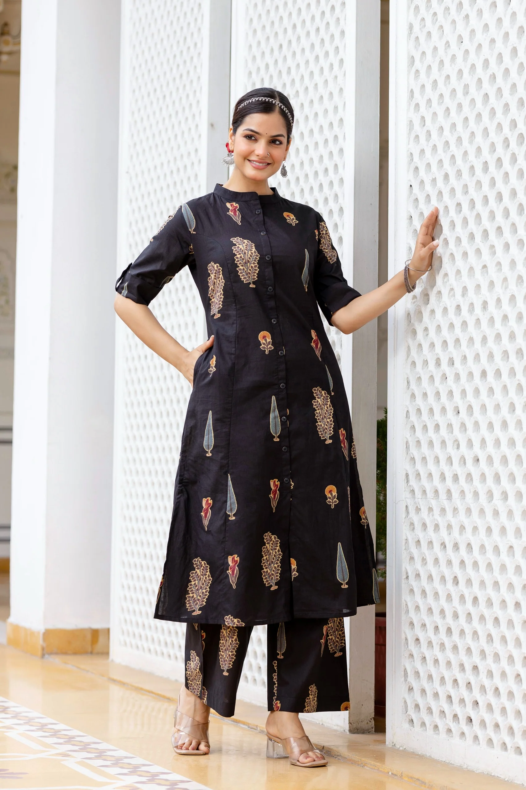 Naaz Black Cotton A-line Coord Set - Image 7