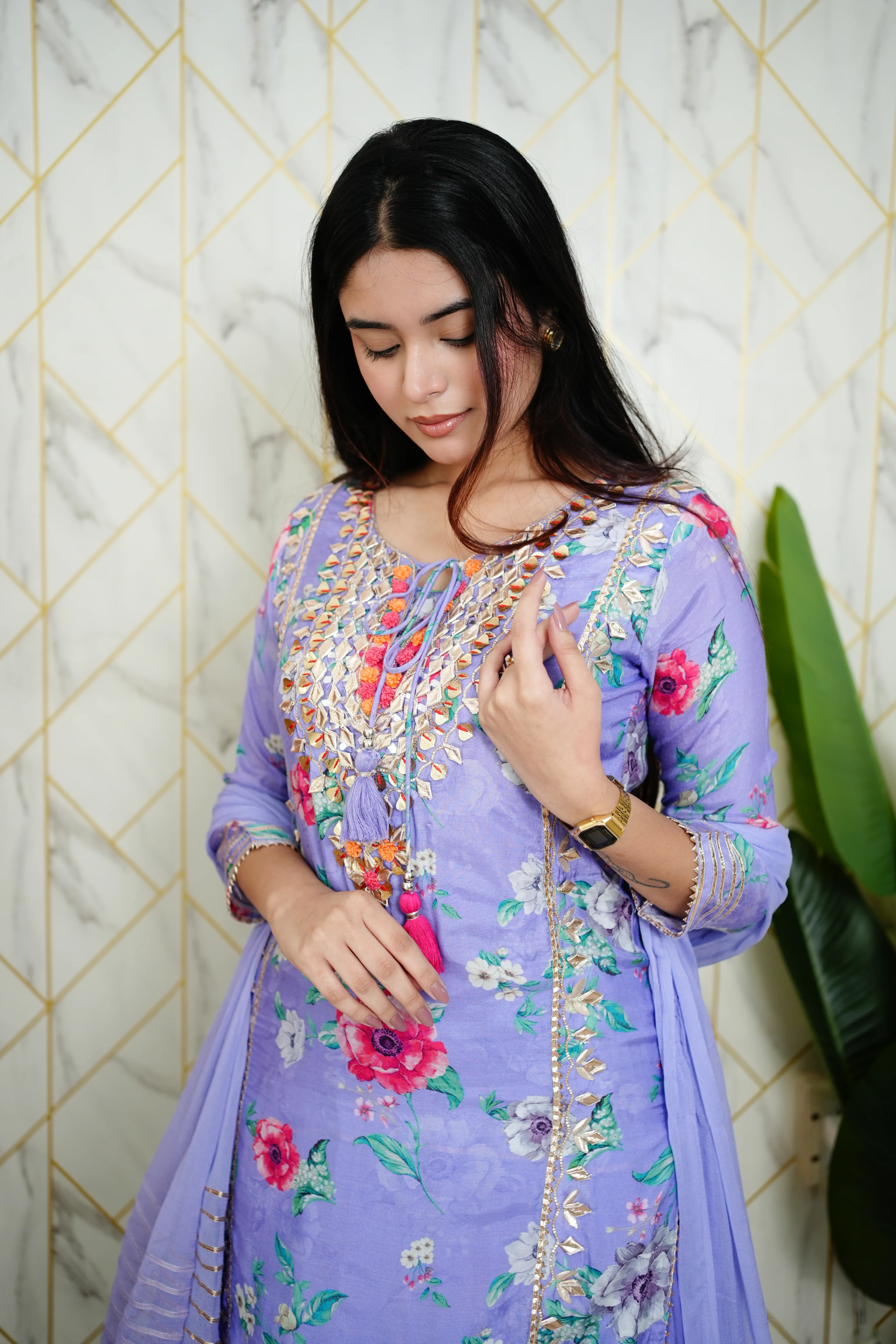 Naaz Floral Indian One Piece Dupatta Set - Image 8