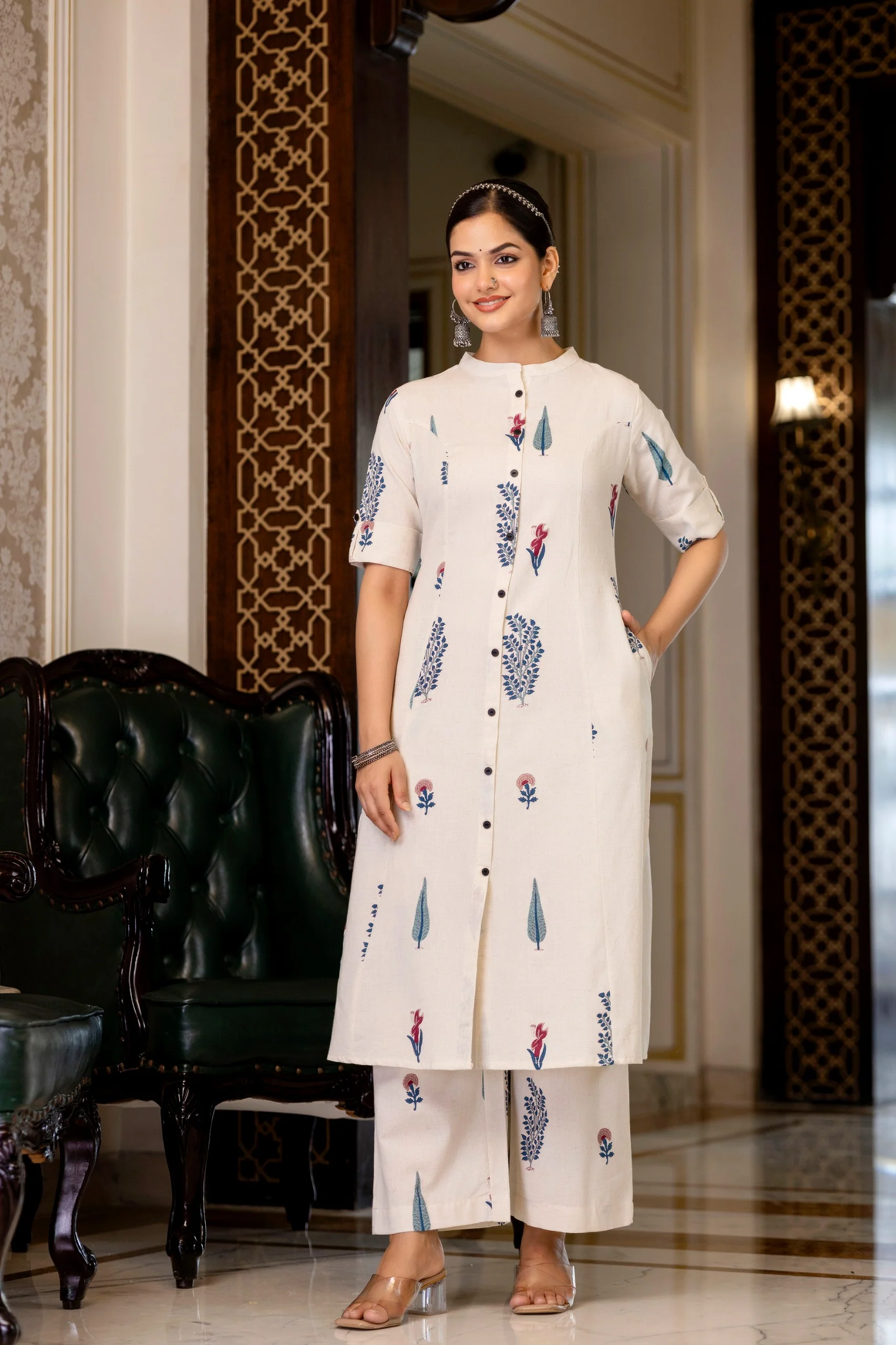 Naaz Offwhite Cotton A-line Coord Set - Image 10