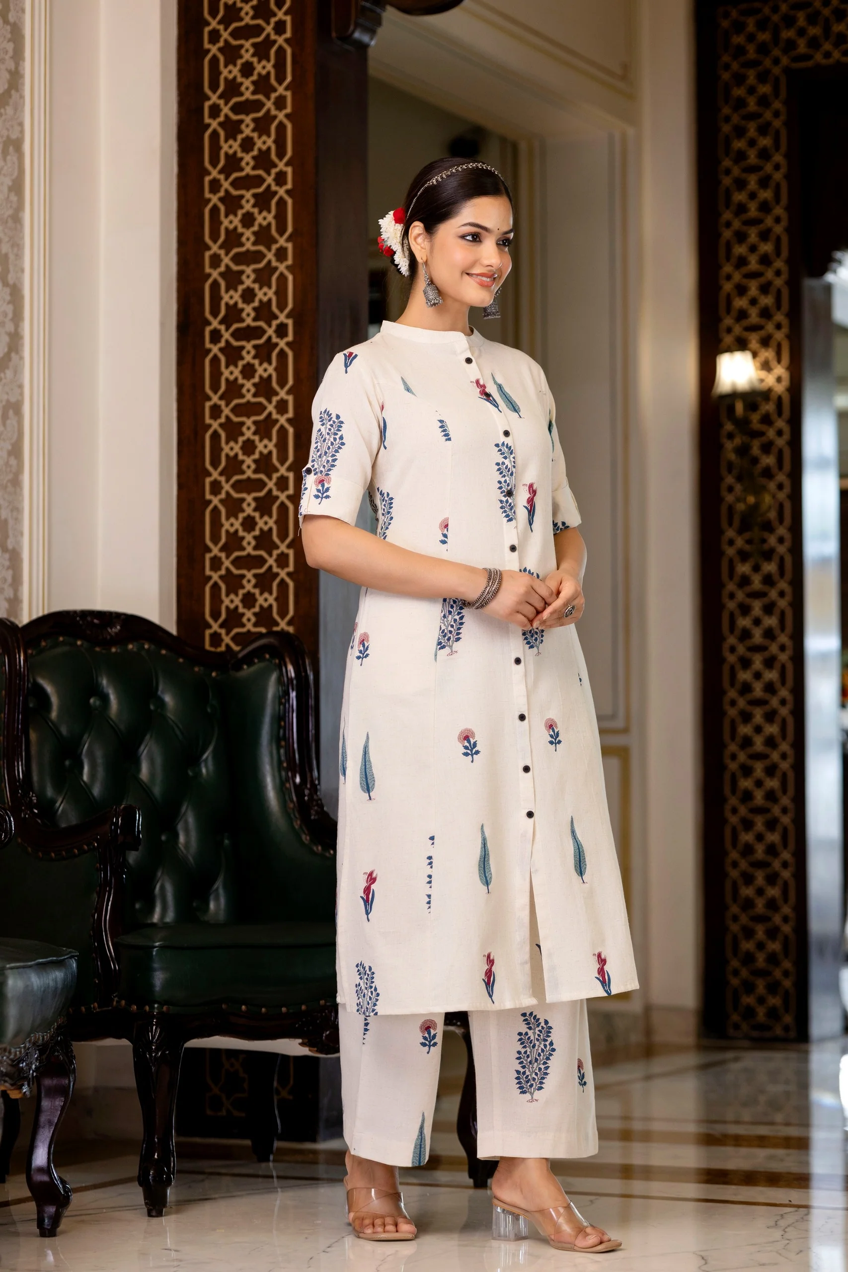 Naaz Offwhite Cotton A-line Coord Set - Image 12