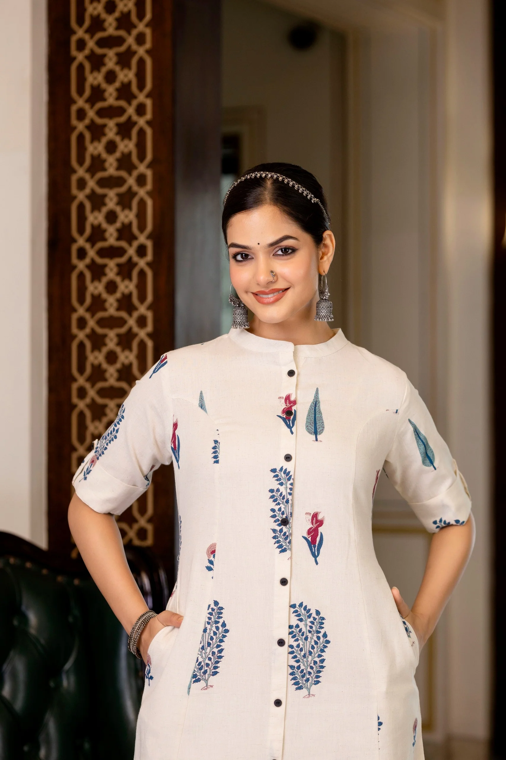 Naaz Offwhite Cotton A-line Coord Set - Image 14
