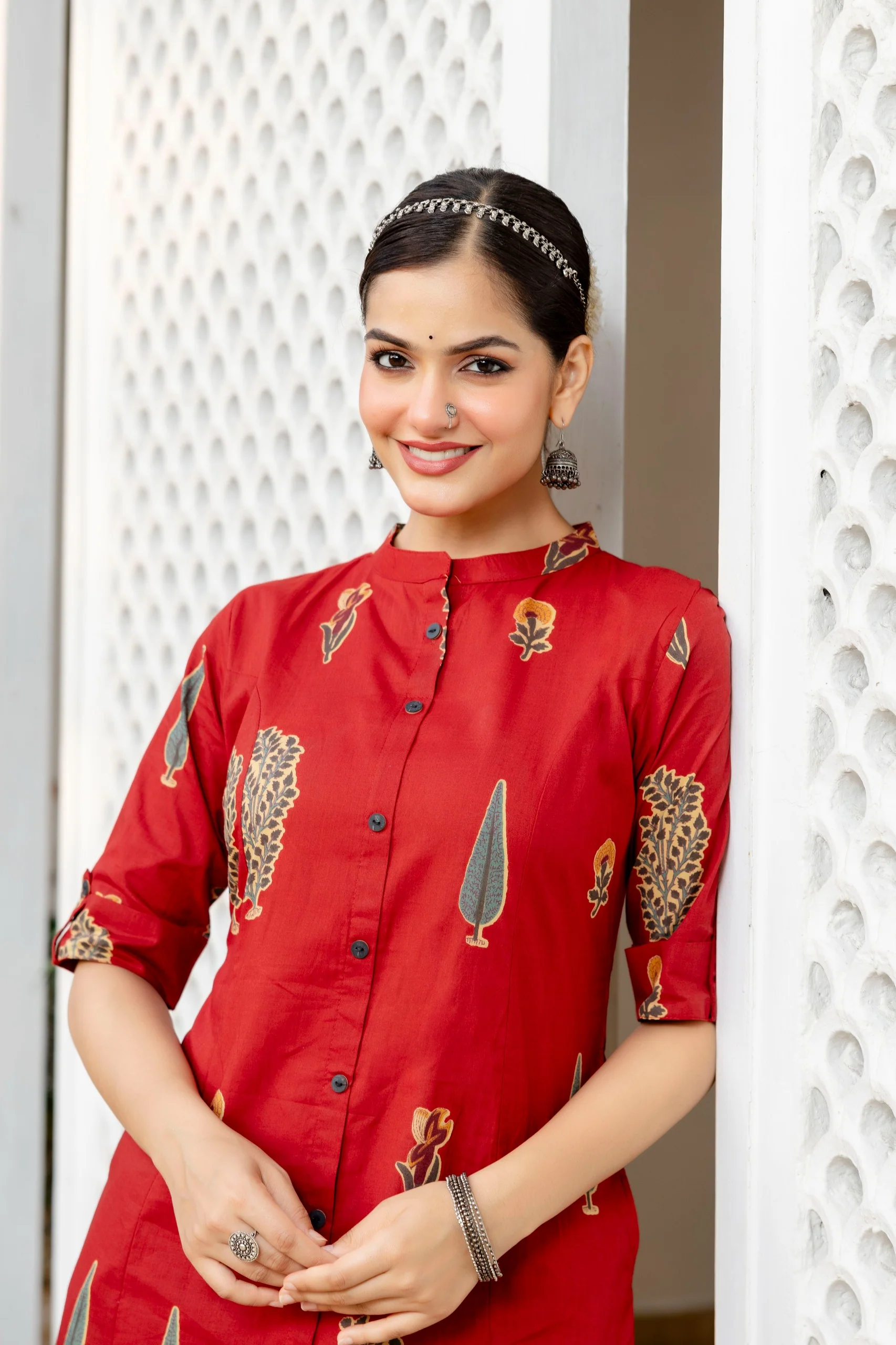 Naaz Red Cotton A-line Coord Set - Image 8