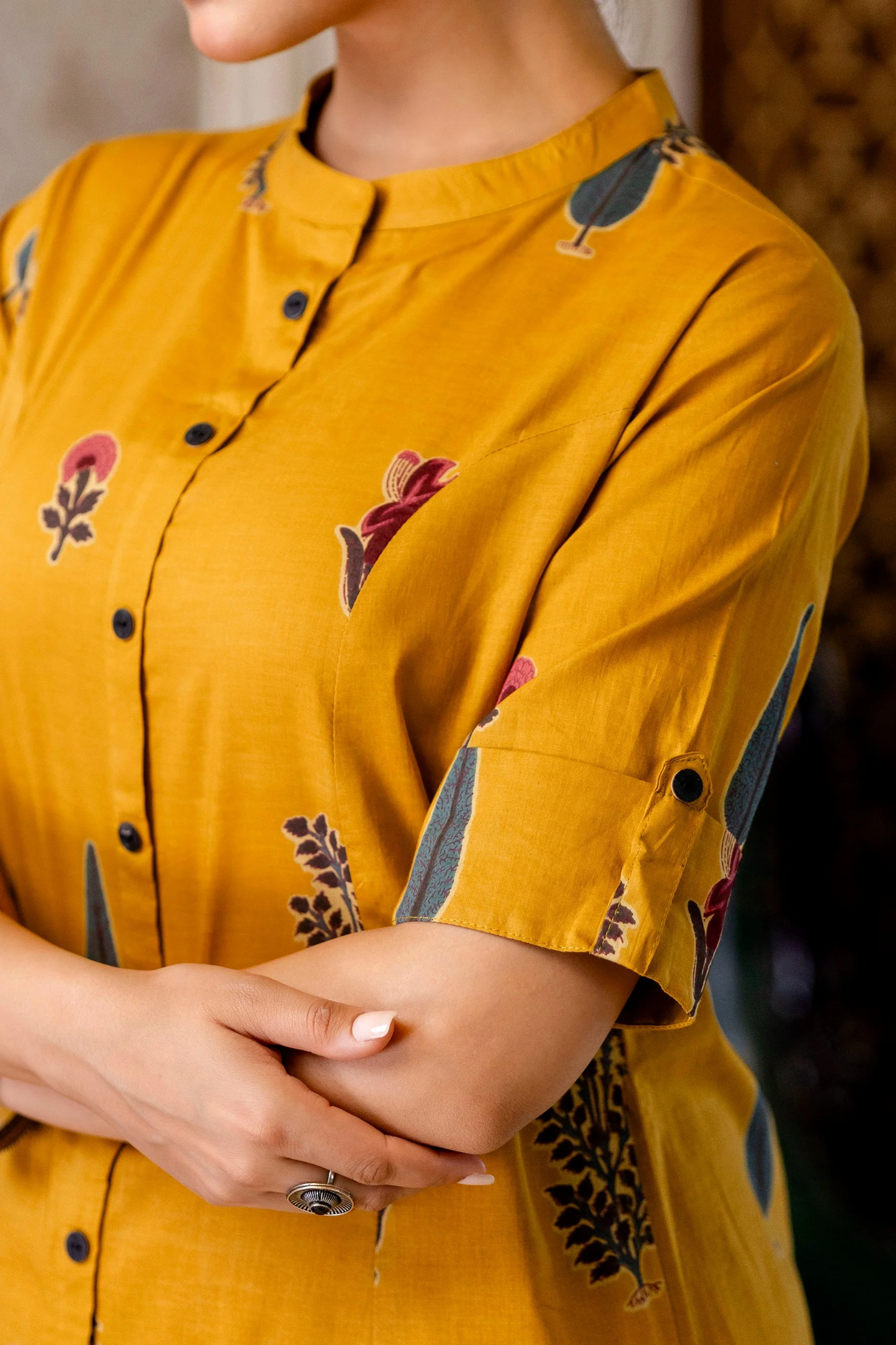 Naaz Yellow Cotton A-line Coord Set - Image 4