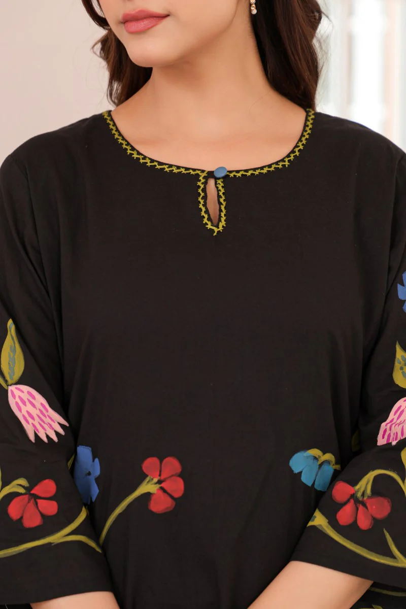Nagma Mul Cotton A-line HandPainted Pant Set - Image 9
