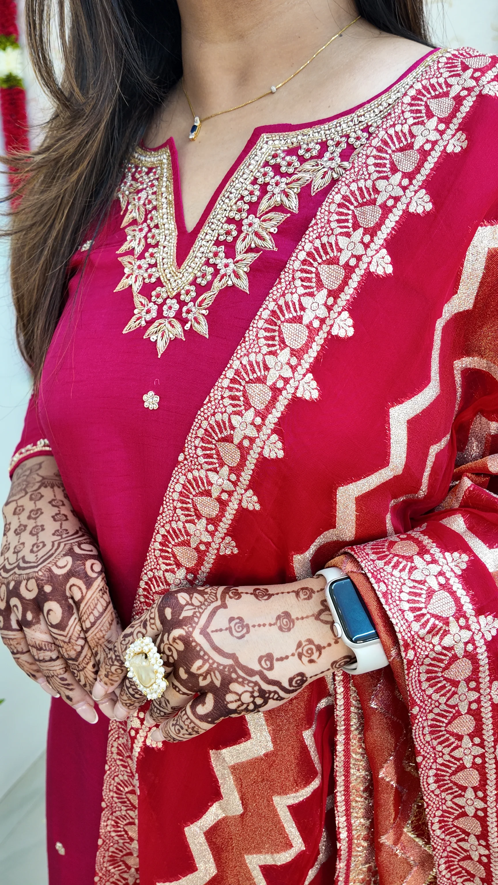 Neria Silk Hand Embroidered Festive Pant Set - Image 8