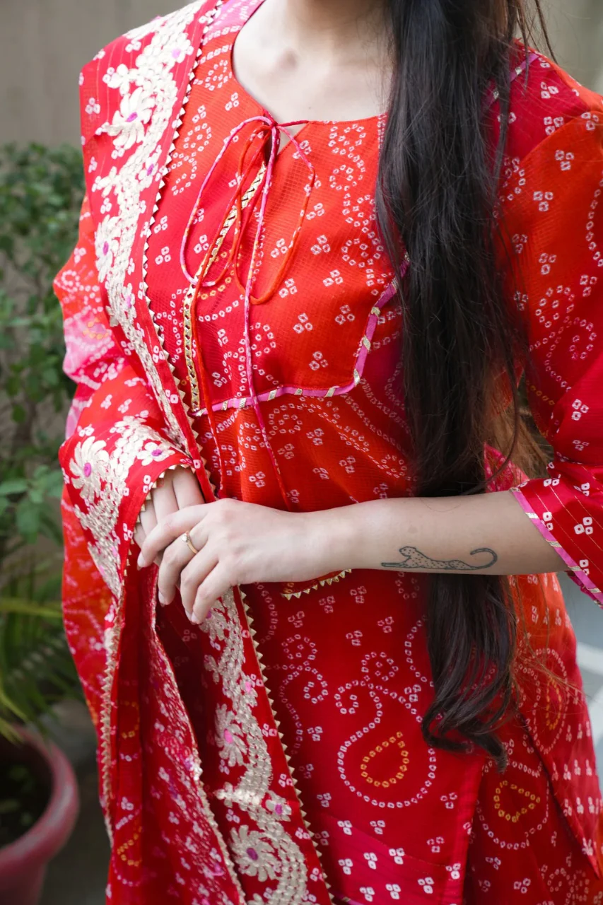 Nitya Kota Doria Bandhani Detailed Skirt Set - Image 4