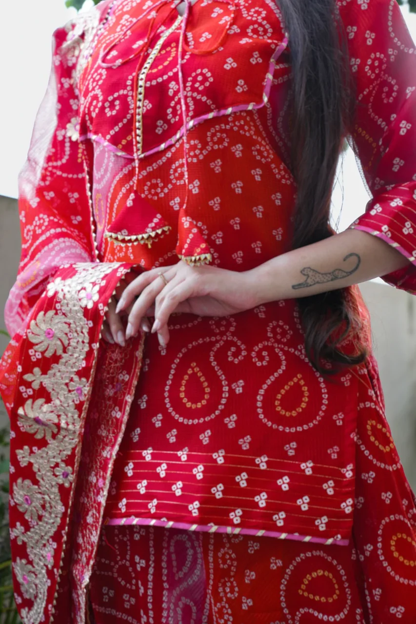 Nitya Kota Doria Bandhani Detailed Skirt Set - Image 5