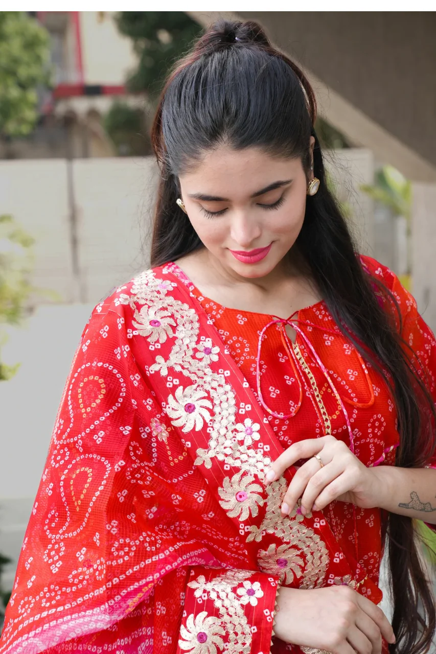 Nitya Kota Doria Bandhani Detailed Skirt Set - Image 6