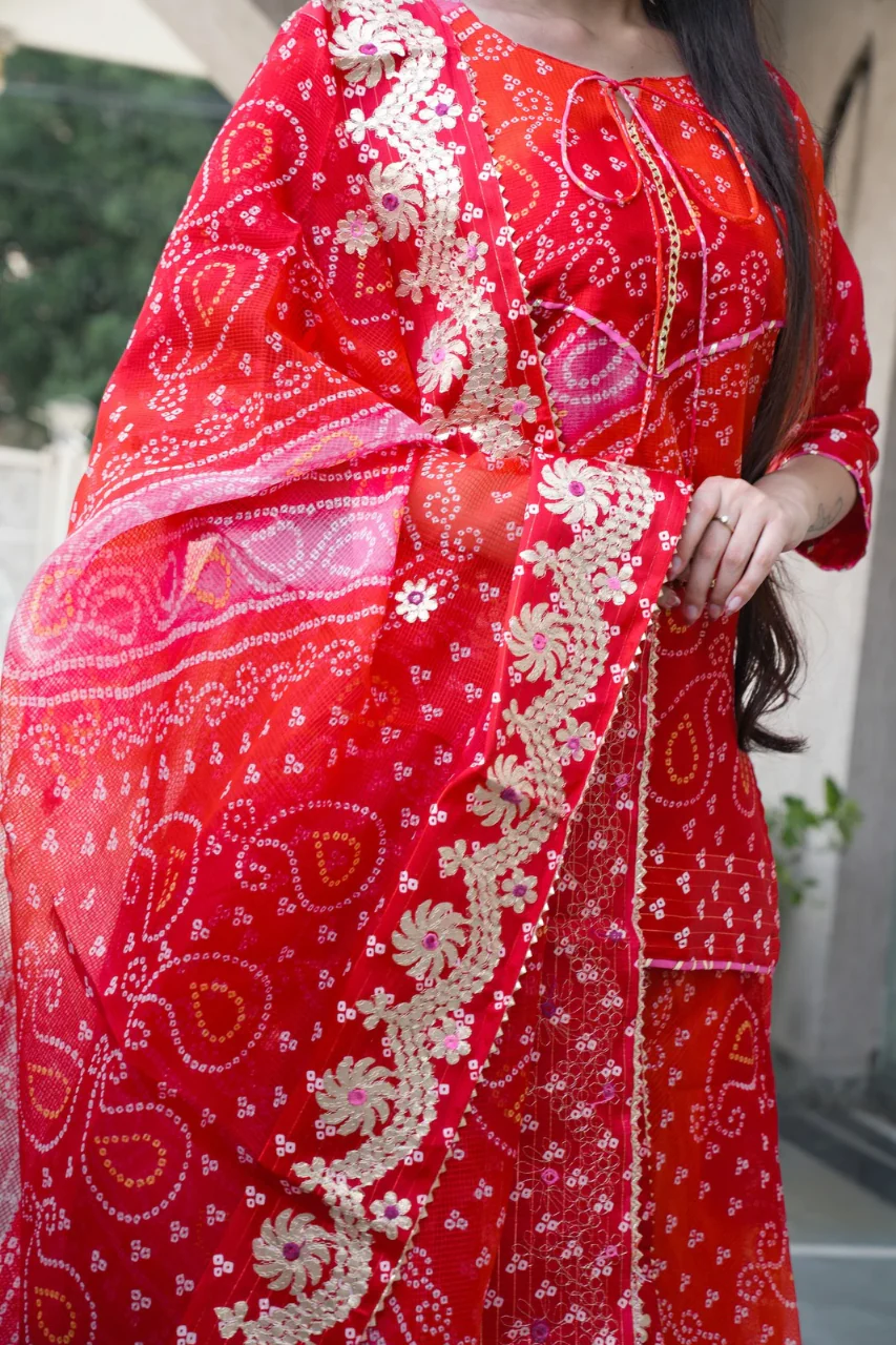 Nitya Kota Doria Bandhani Detailed Skirt Set - Image 8