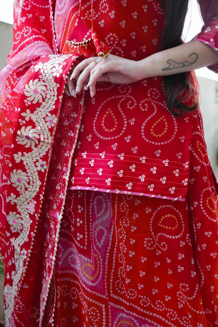 Nitya Kota Doria Bandhani Detailed Skirt Set - Image 9
