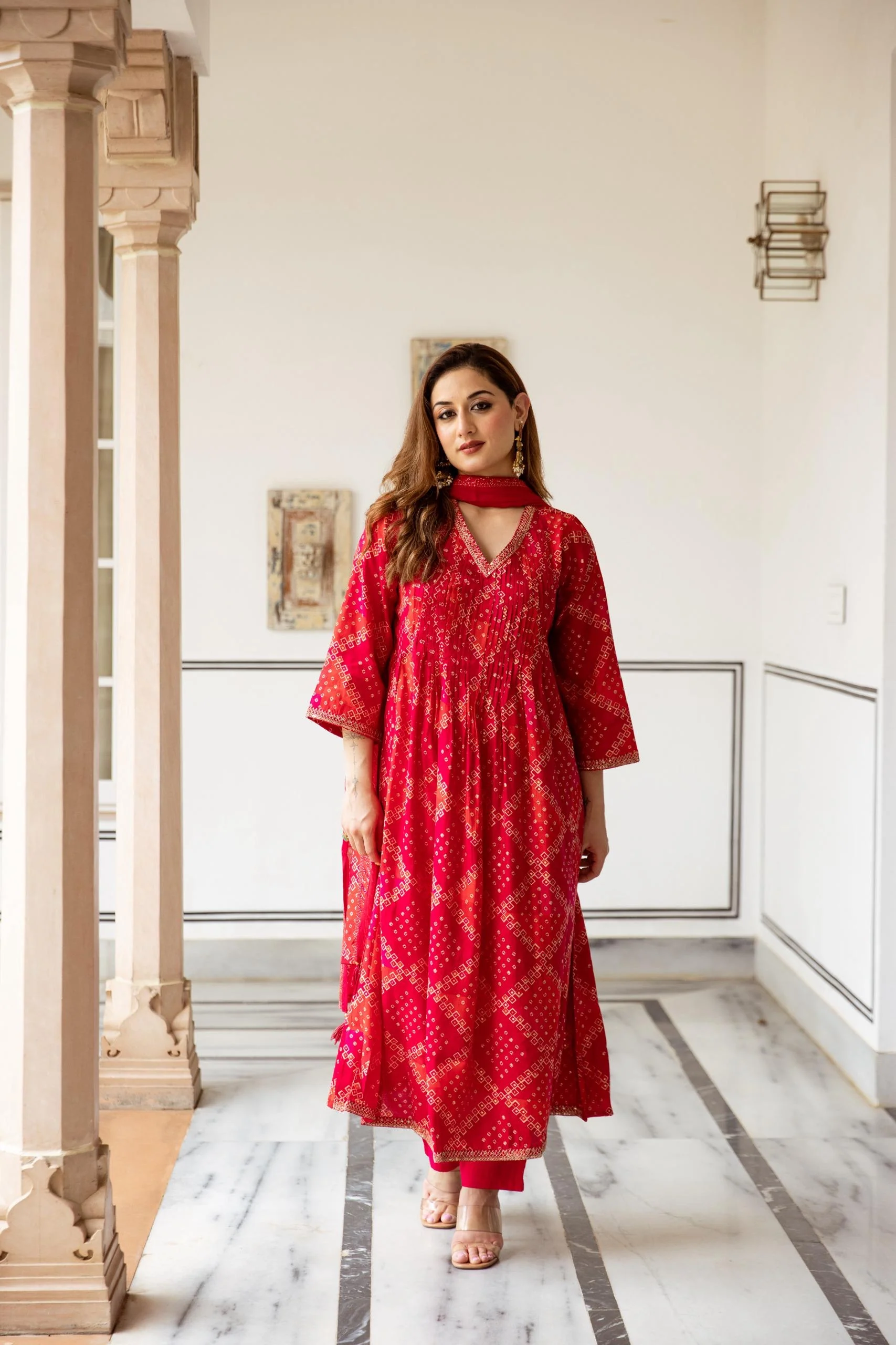 Noor Muslin Bandhani Embroidered Pant Set - Image 10