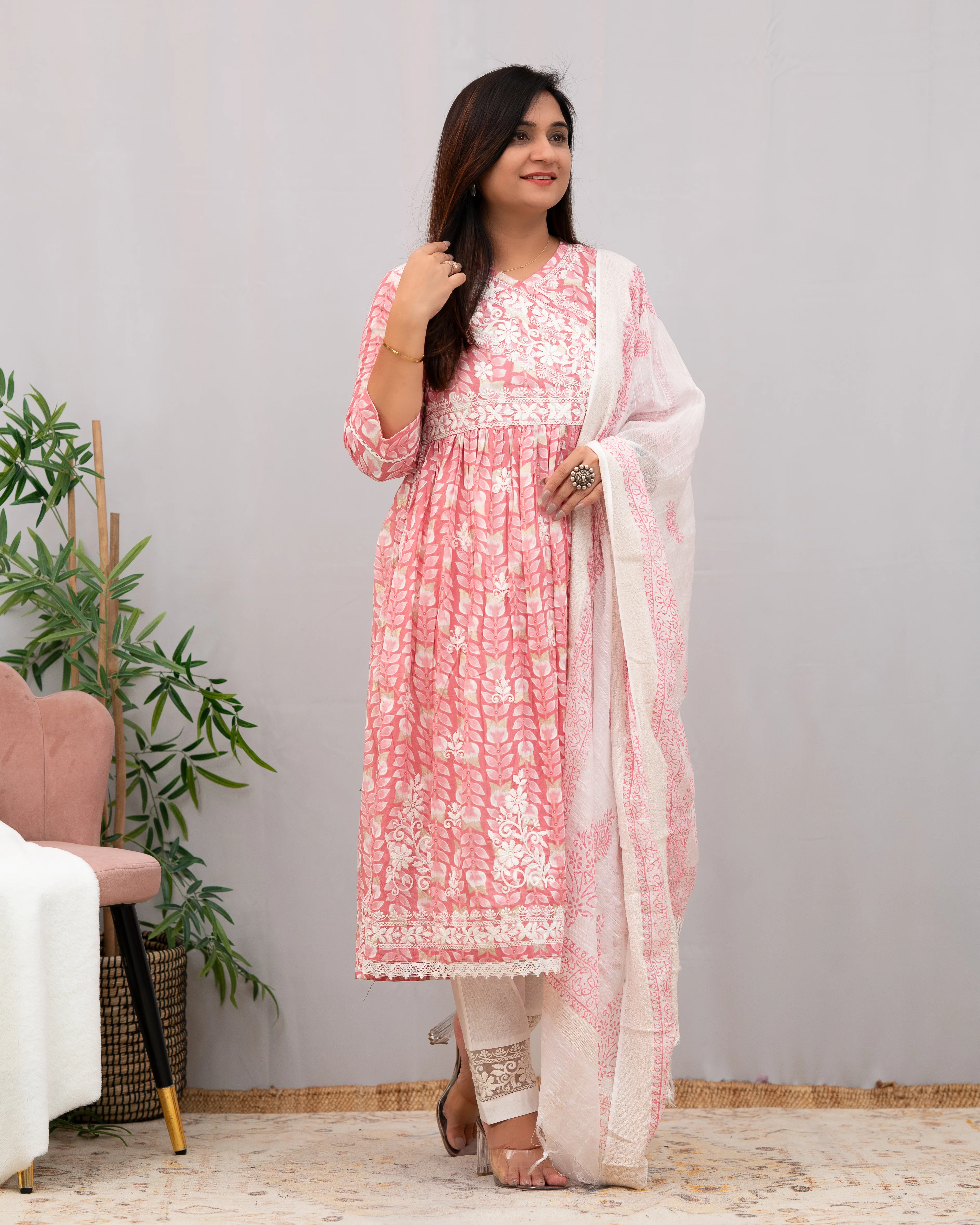 Nutan Cotton Chikankari Embroidered Nyra pant Set - Image 11