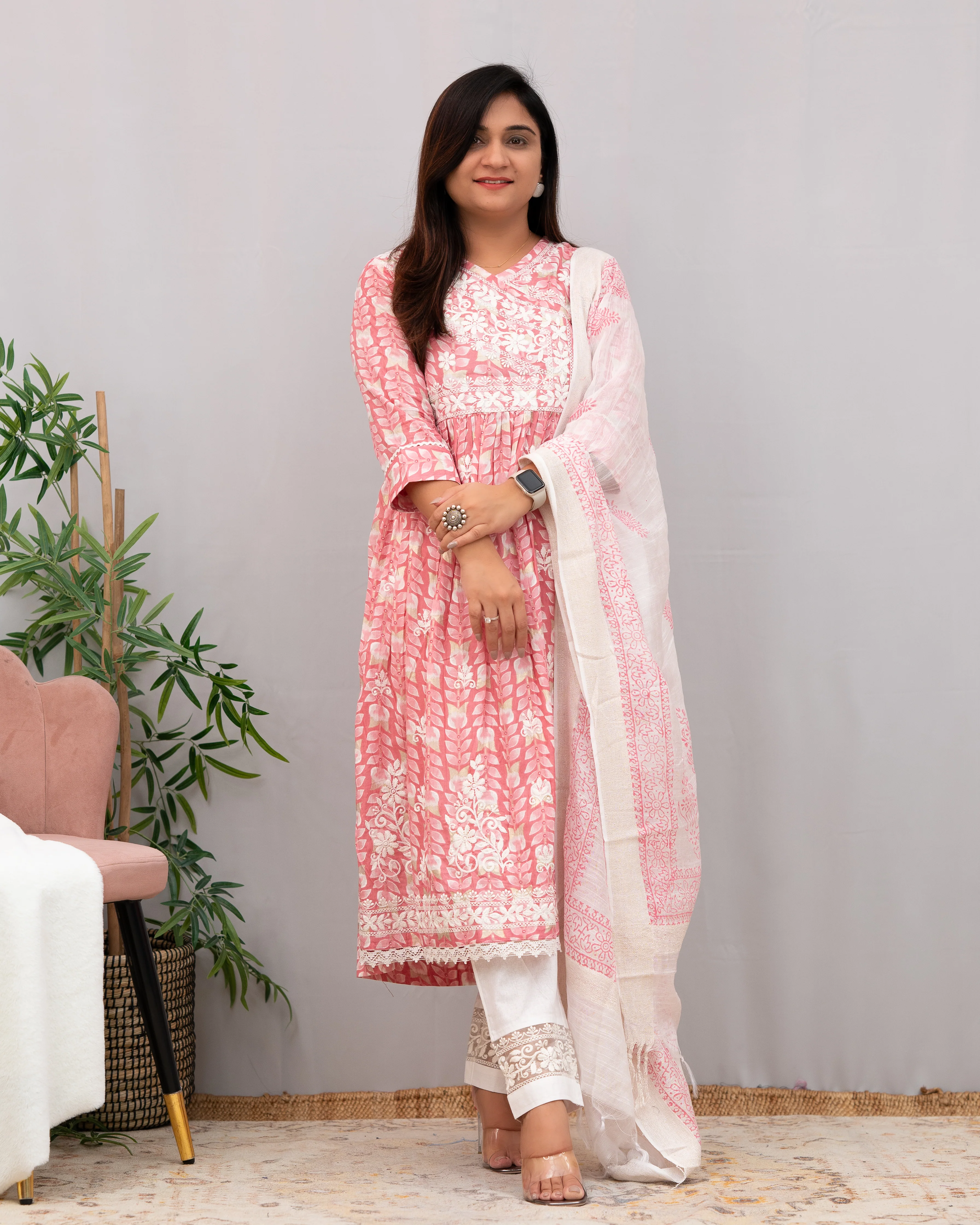 Nutan Cotton Chikankari Embroidered Nyra pant Set - Image 12