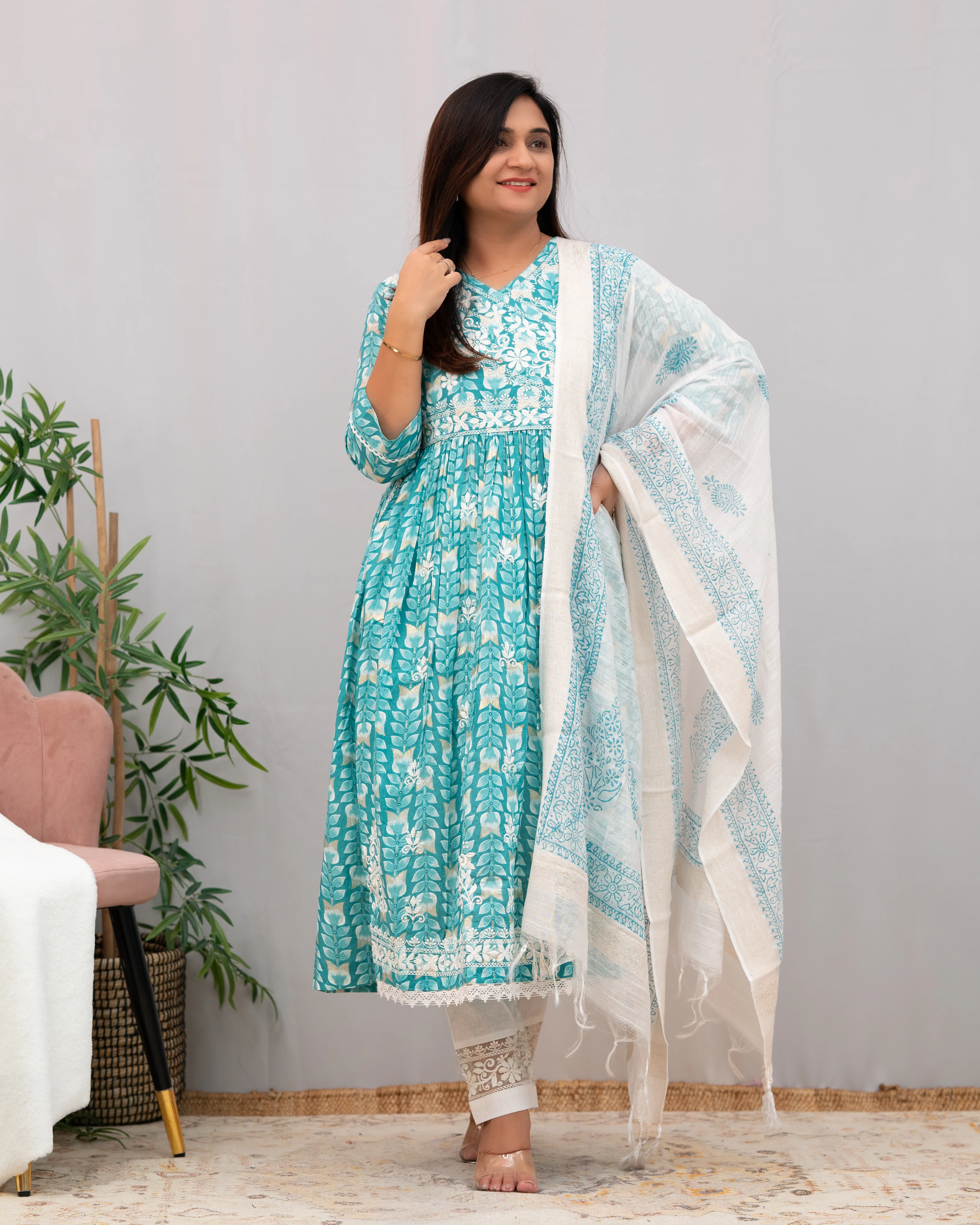 Nutan Cotton Chikankari Embroidered Nyra pant Set - Image 13