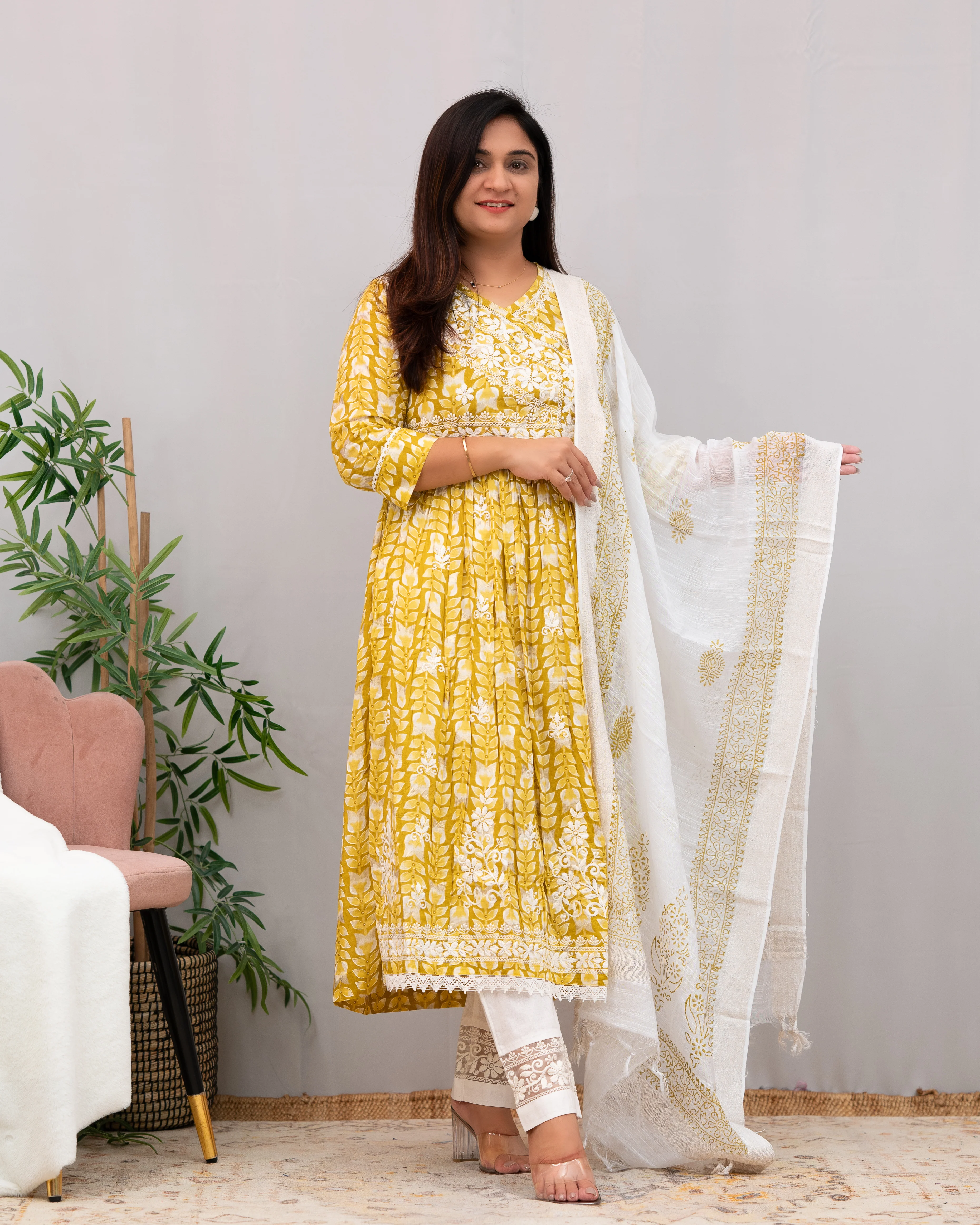 Nutan Cotton Chikankari Embroidered Nyra pant Set - Image 8