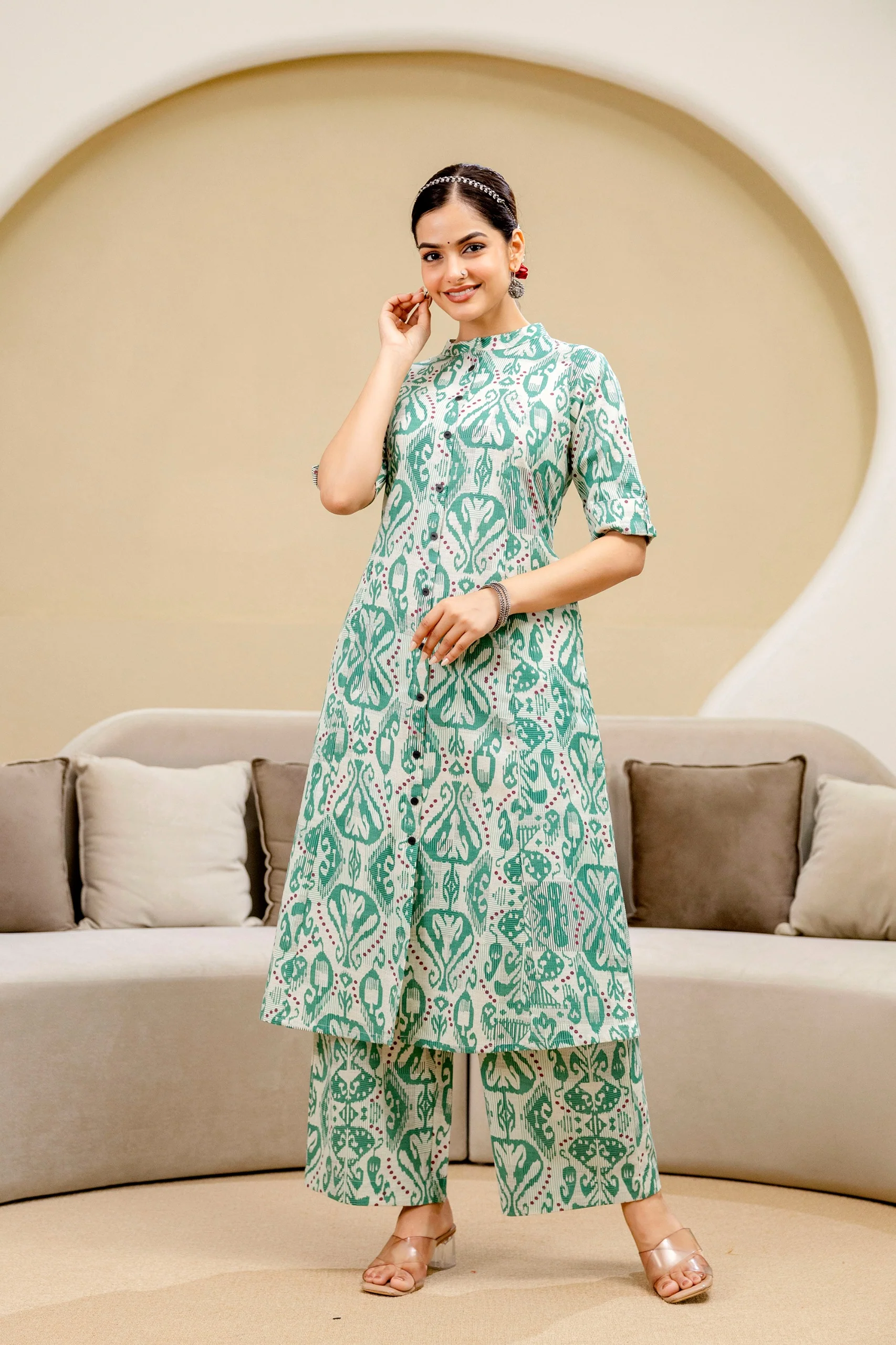 Pari Cotton Ikkat Cotton A-line Coord Set - Image 5
