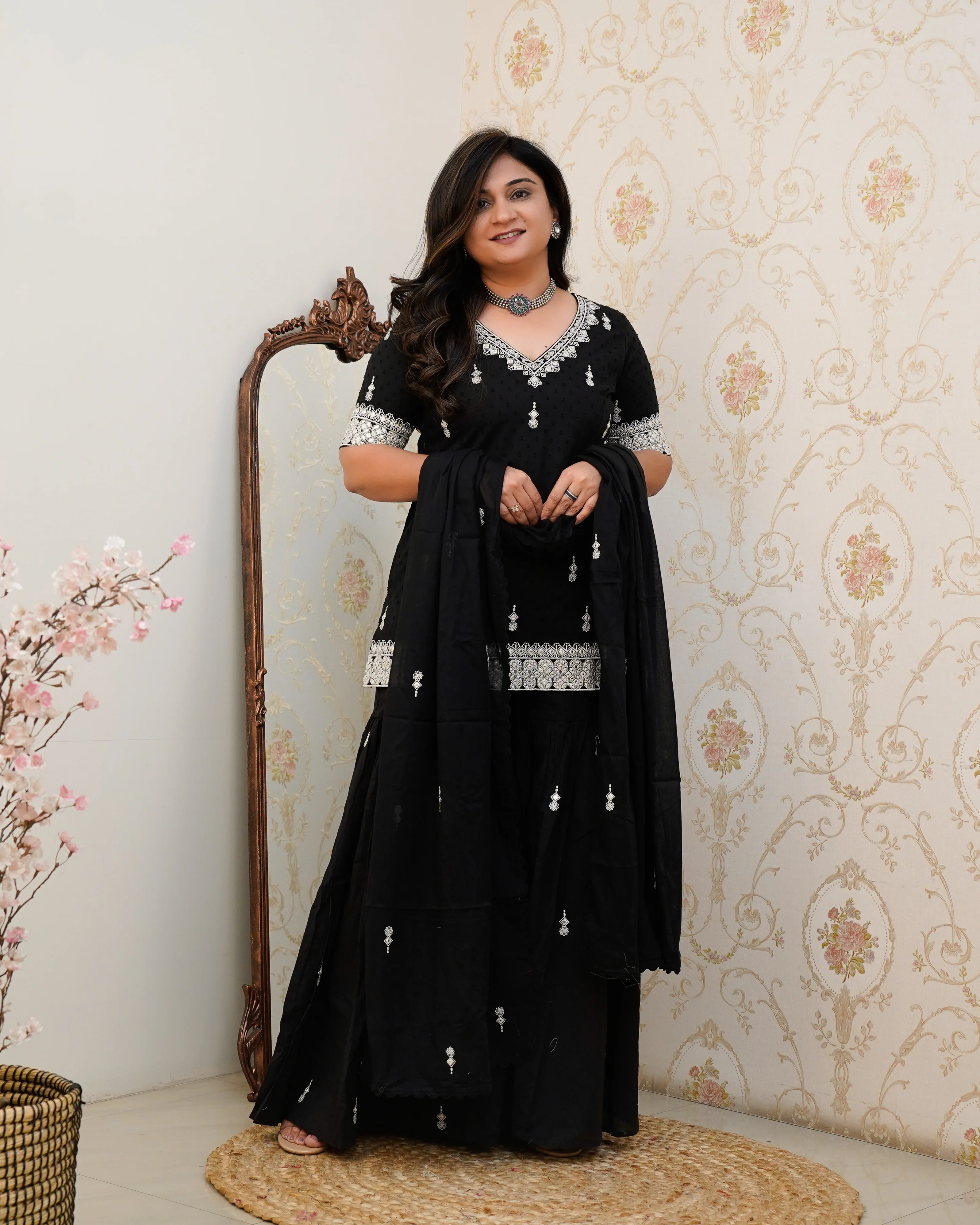 Parul Mul Cotton Embroidered Sharara Set - Image 3