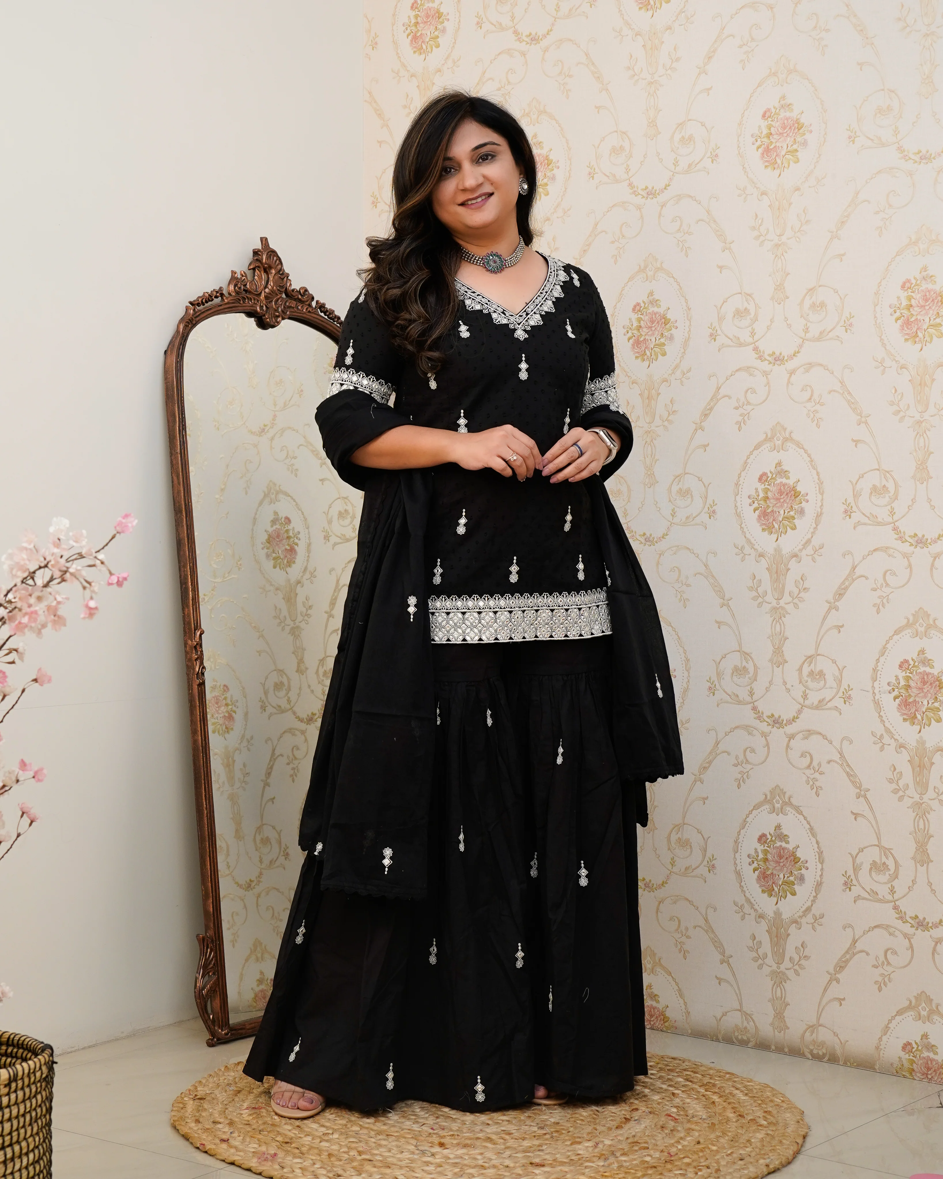 Parul Mul Cotton Embroidered Sharara Set - Image 4