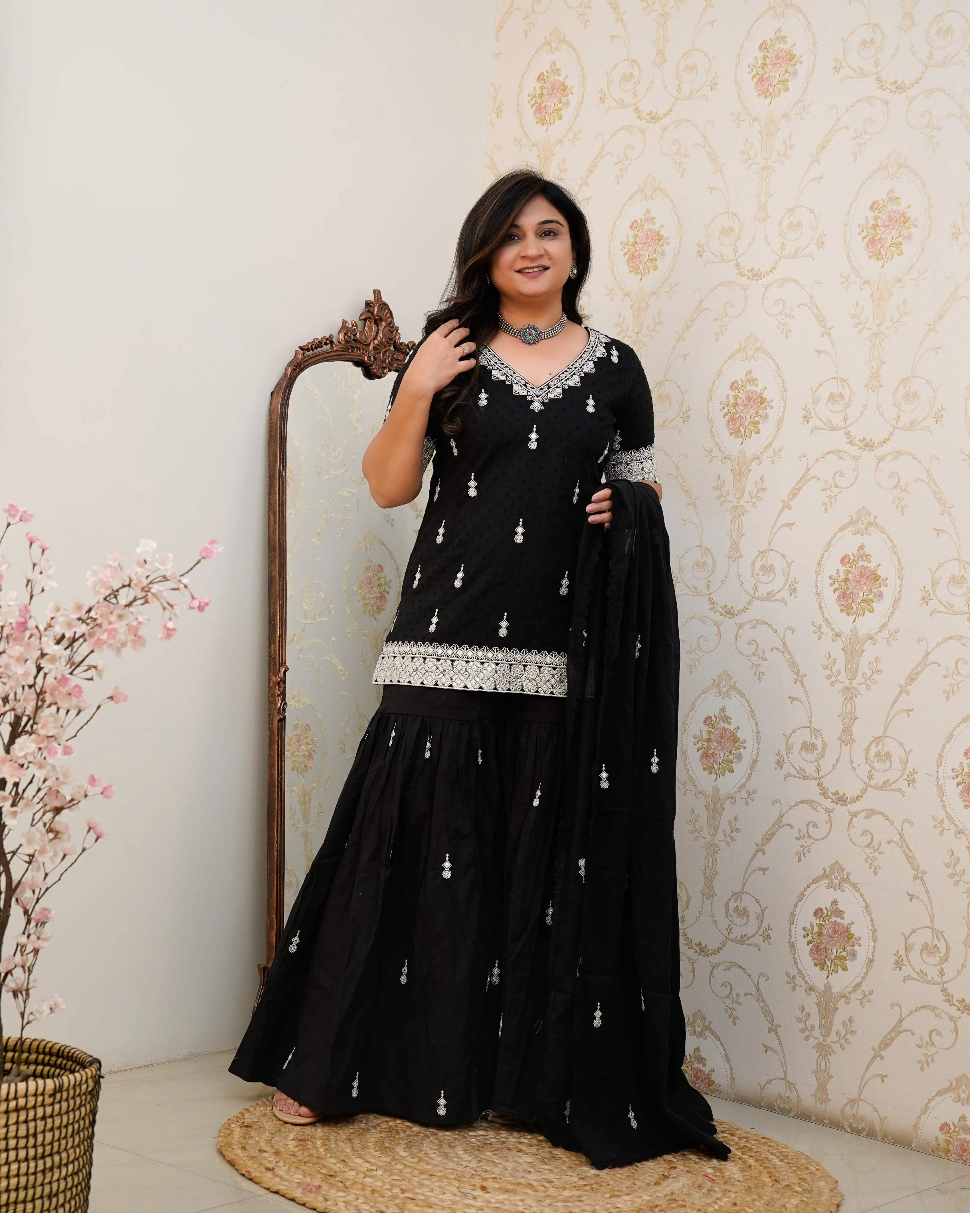 Parul Mul Cotton Embroidered Sharara Set - Image 5