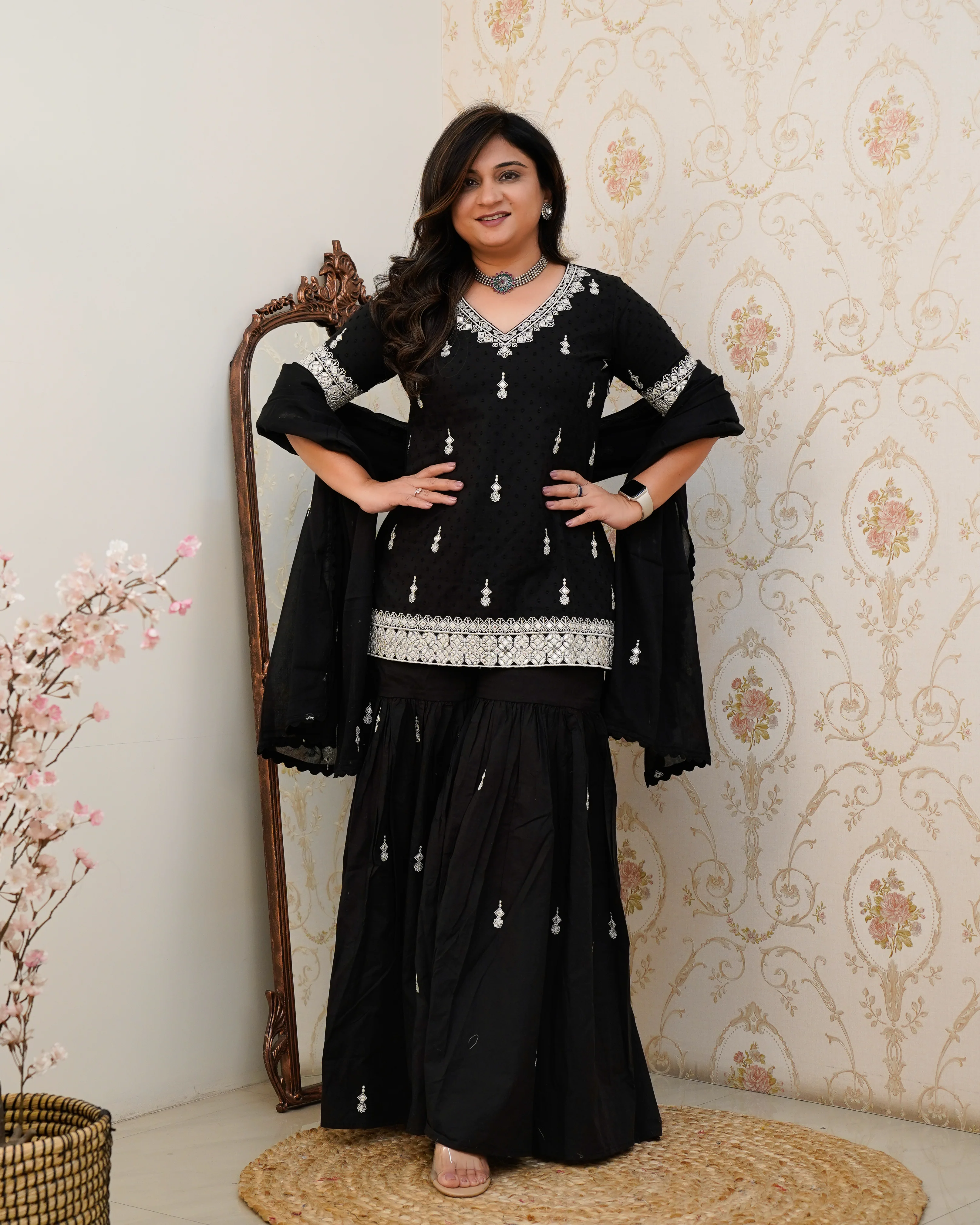 Parul Mul Cotton Embroidered Sharara Set - Image 6