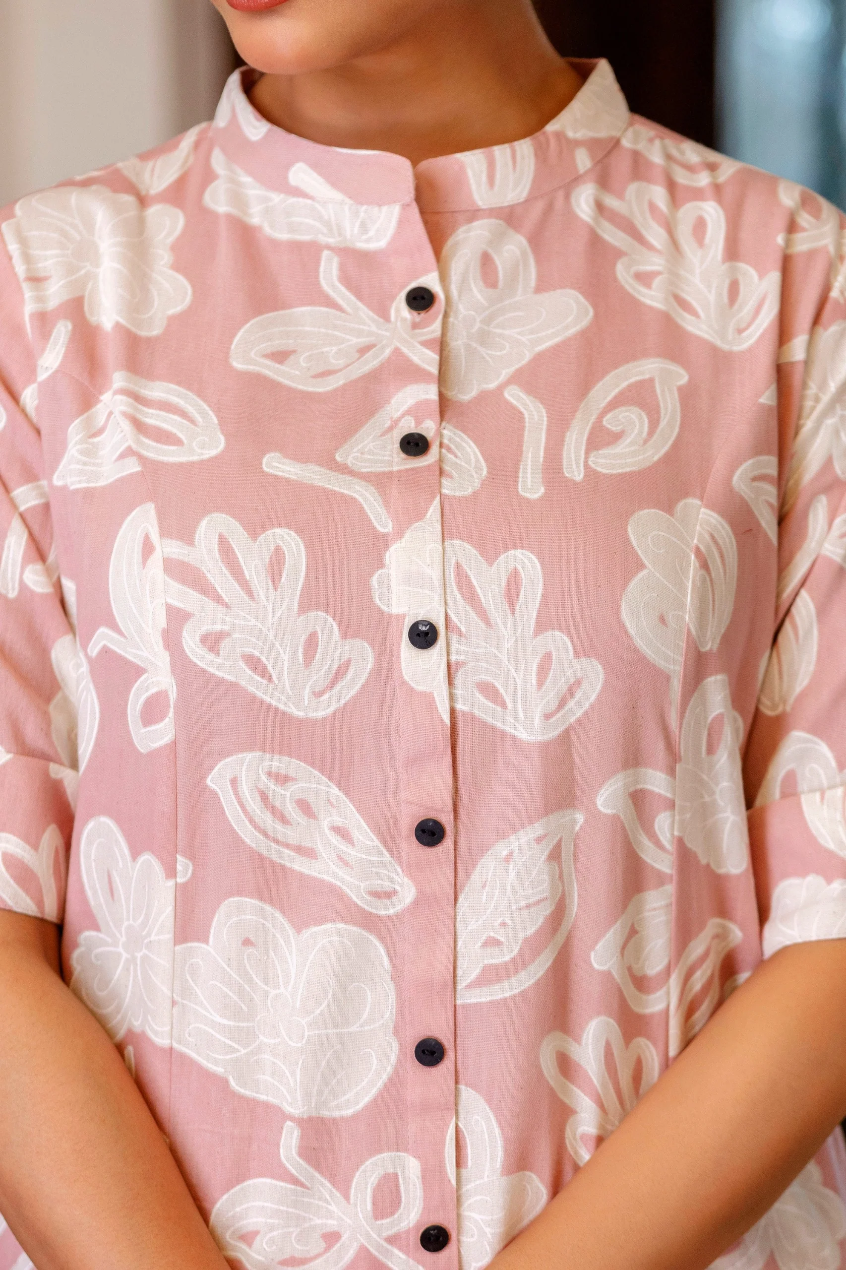 Peach Floral Cotton A-line Coord Set - Image 7