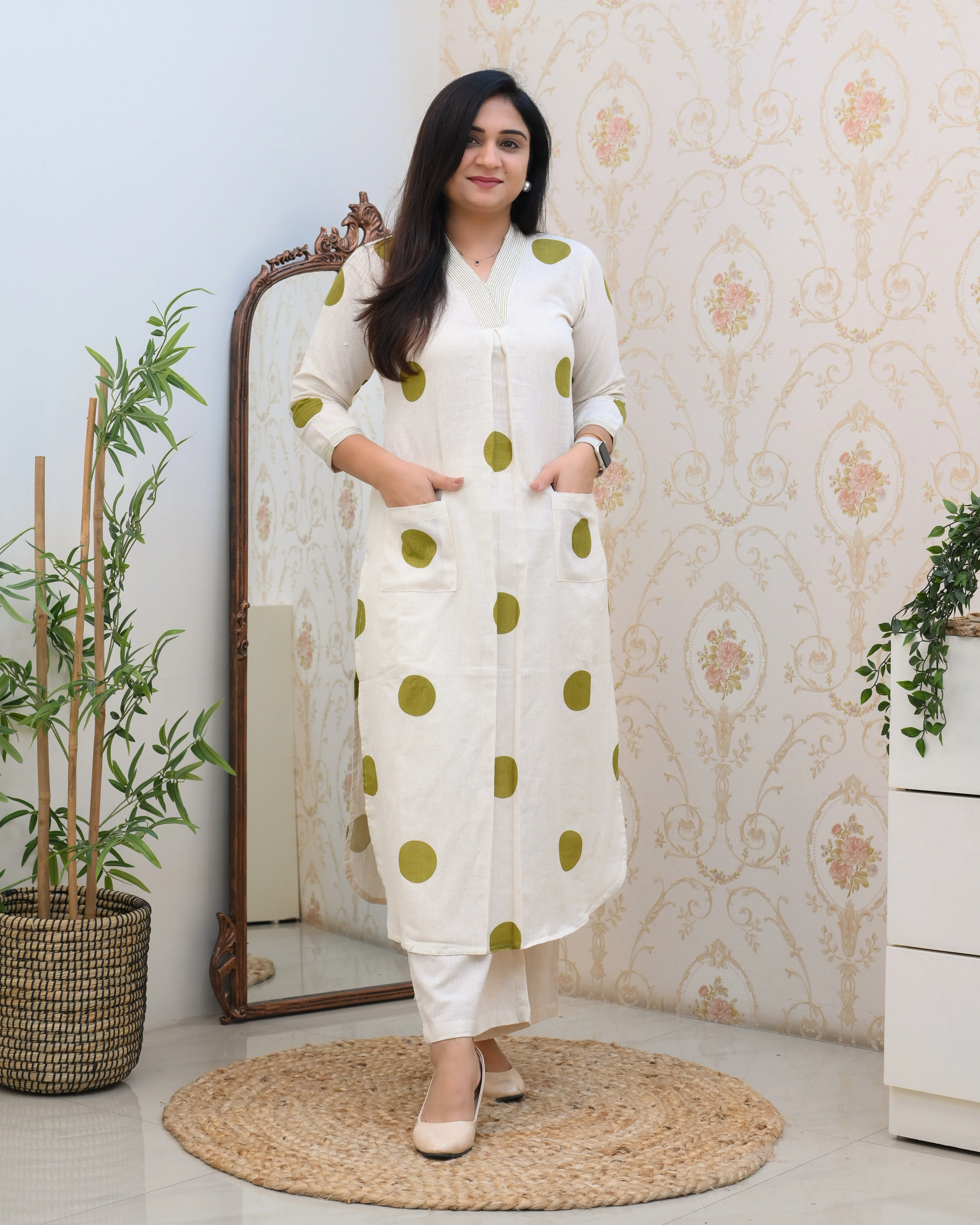 Polka Print Cotton A-line Coord Set - Image 4