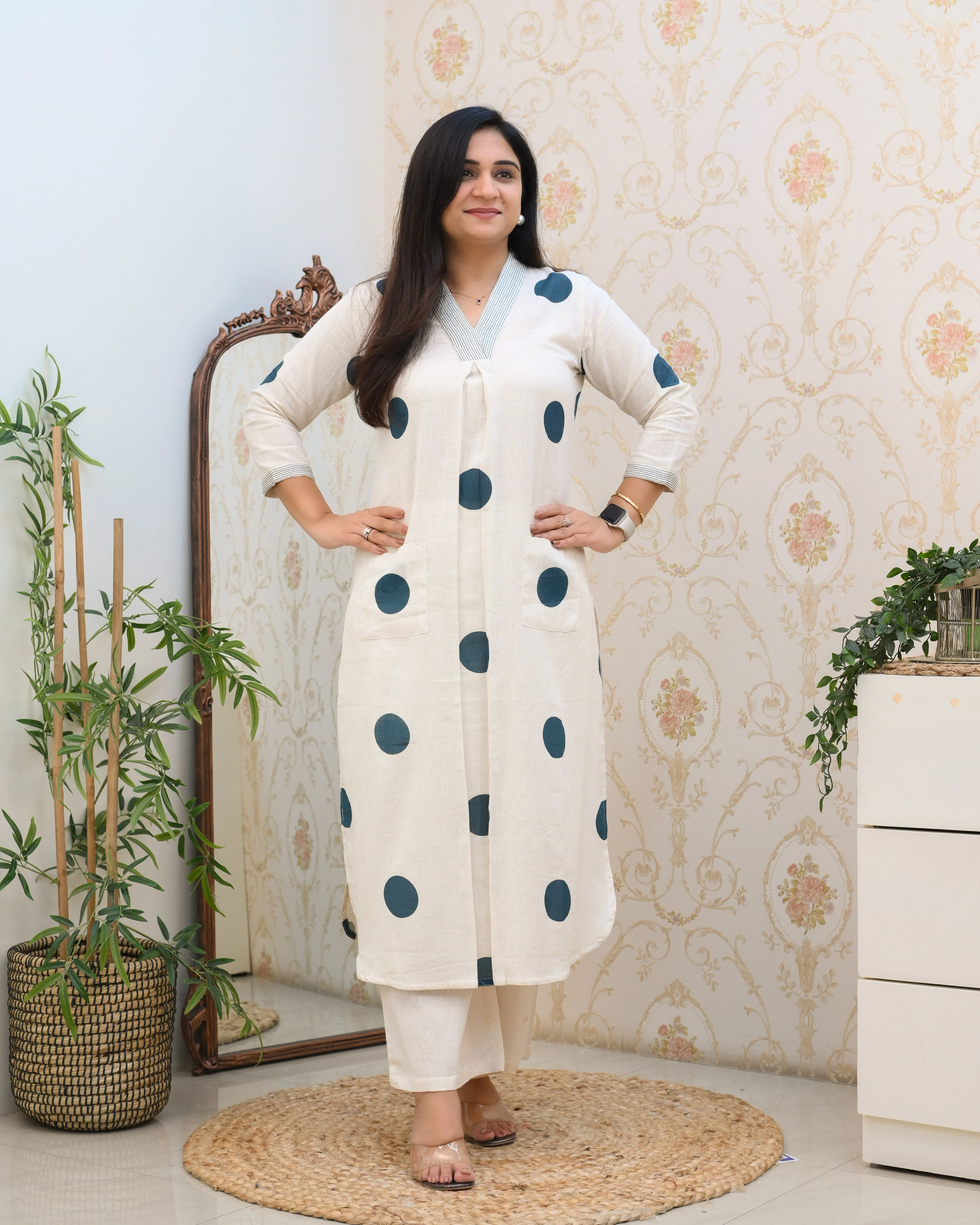 Polka Print Cotton A-line Coord Set - Image 5