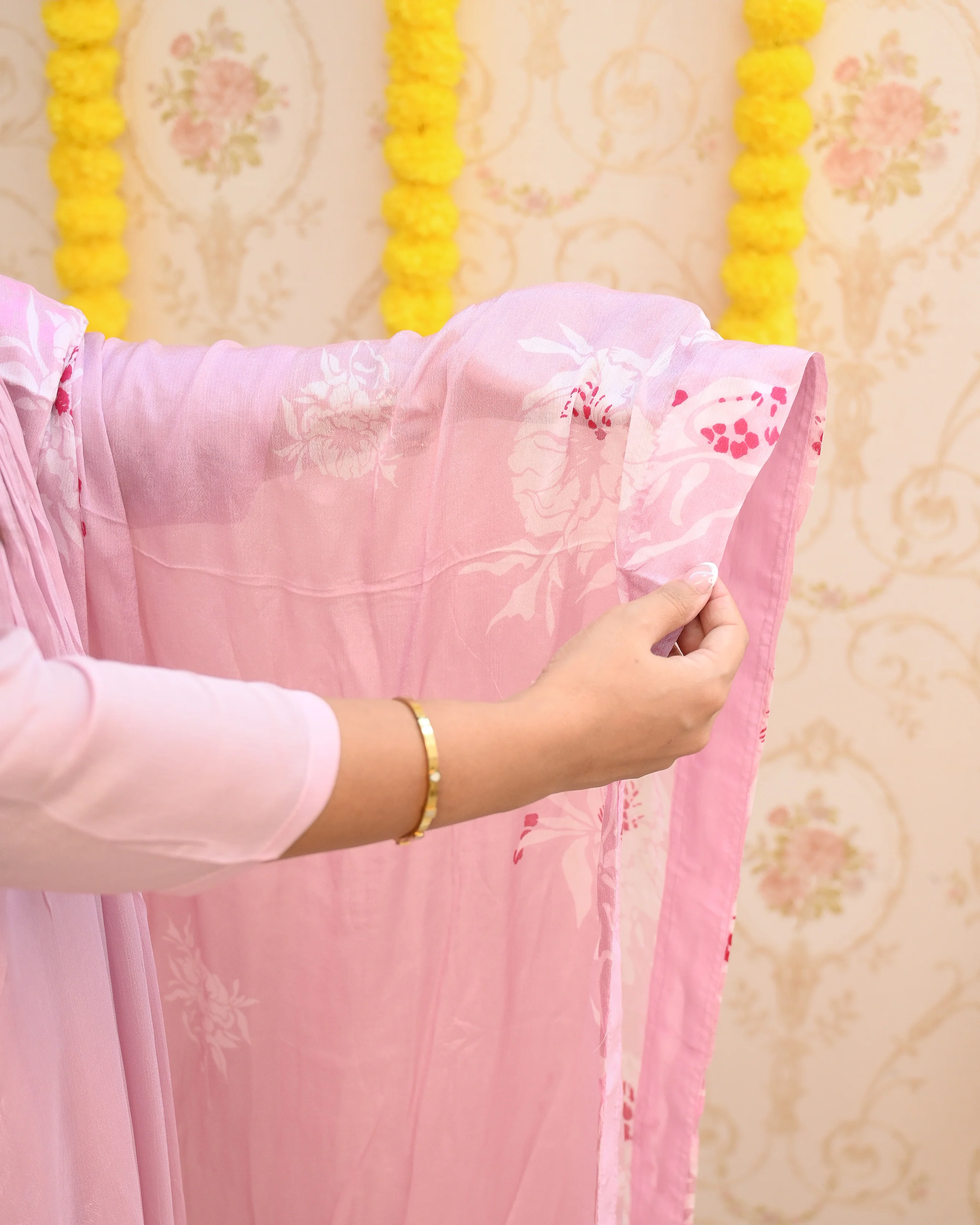 Premium Chinnon Hand Embroidered A-line Pant Set - Image 14