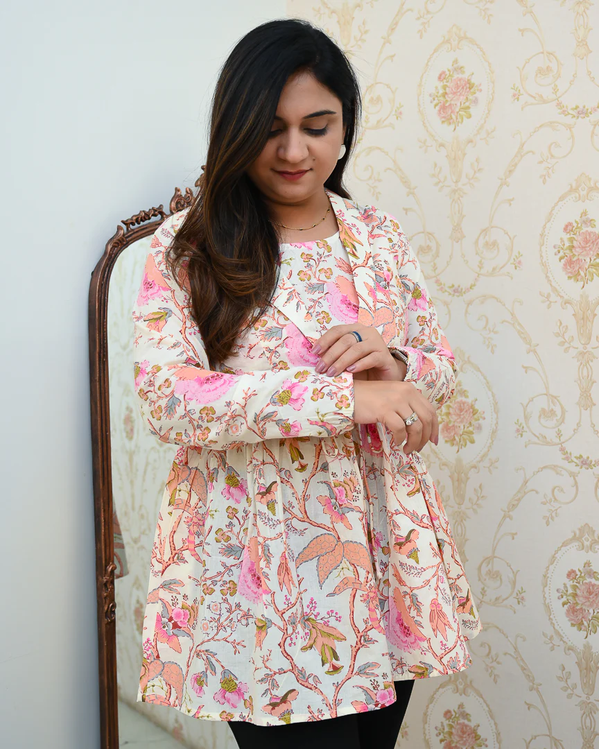 Premium Cotton Double Layered Floral Short Top - Image 5