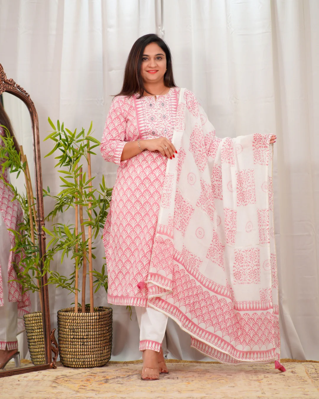 Premium Cotton Embroidered Pant Set - Image 3