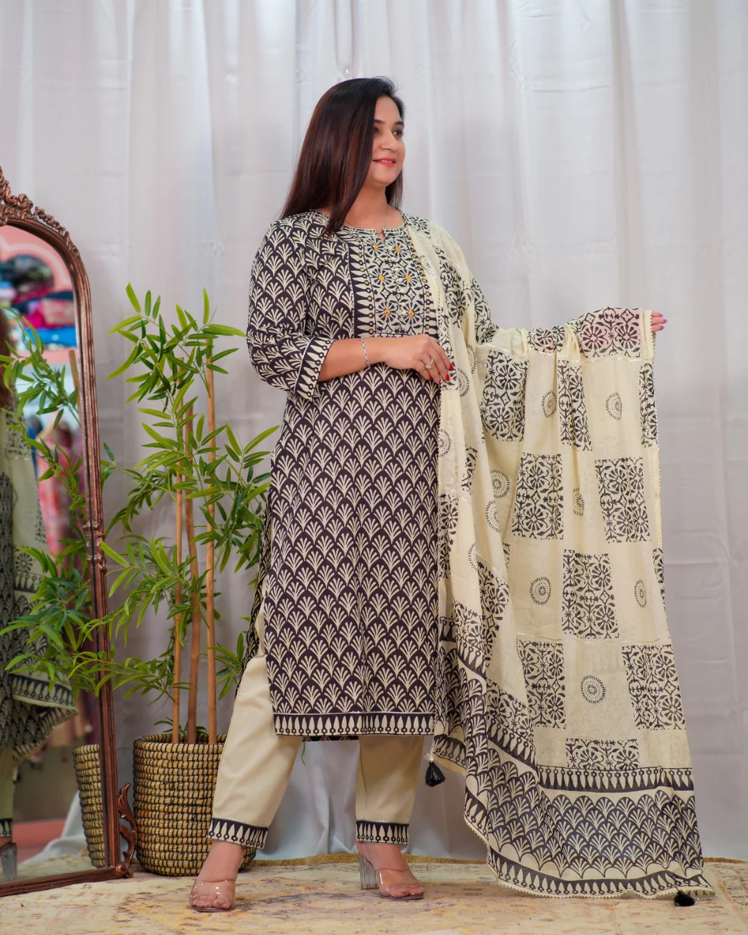 Premium Cotton Embroidered Pant Set - Image 7