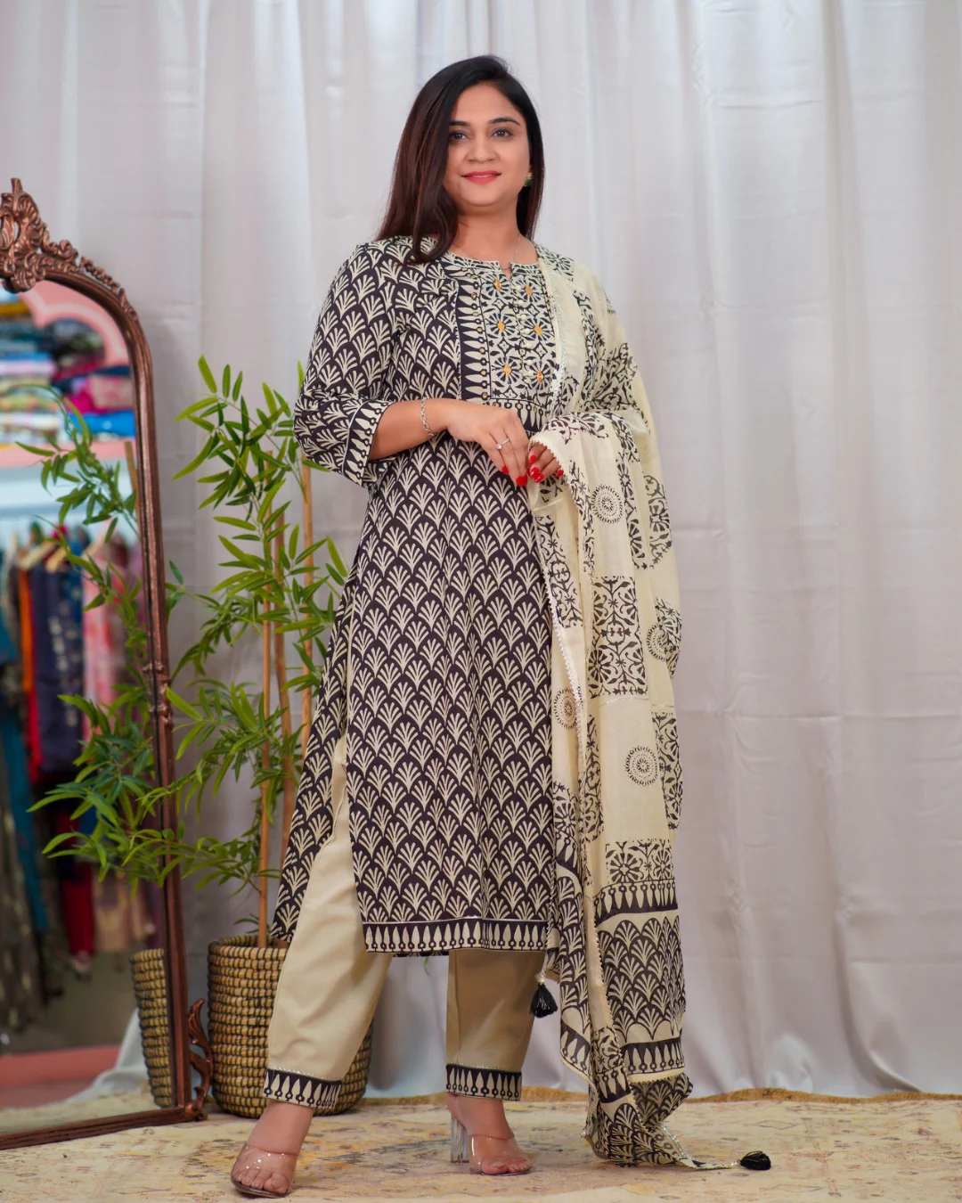 Premium Cotton Embroidered Pant Set - Image 9